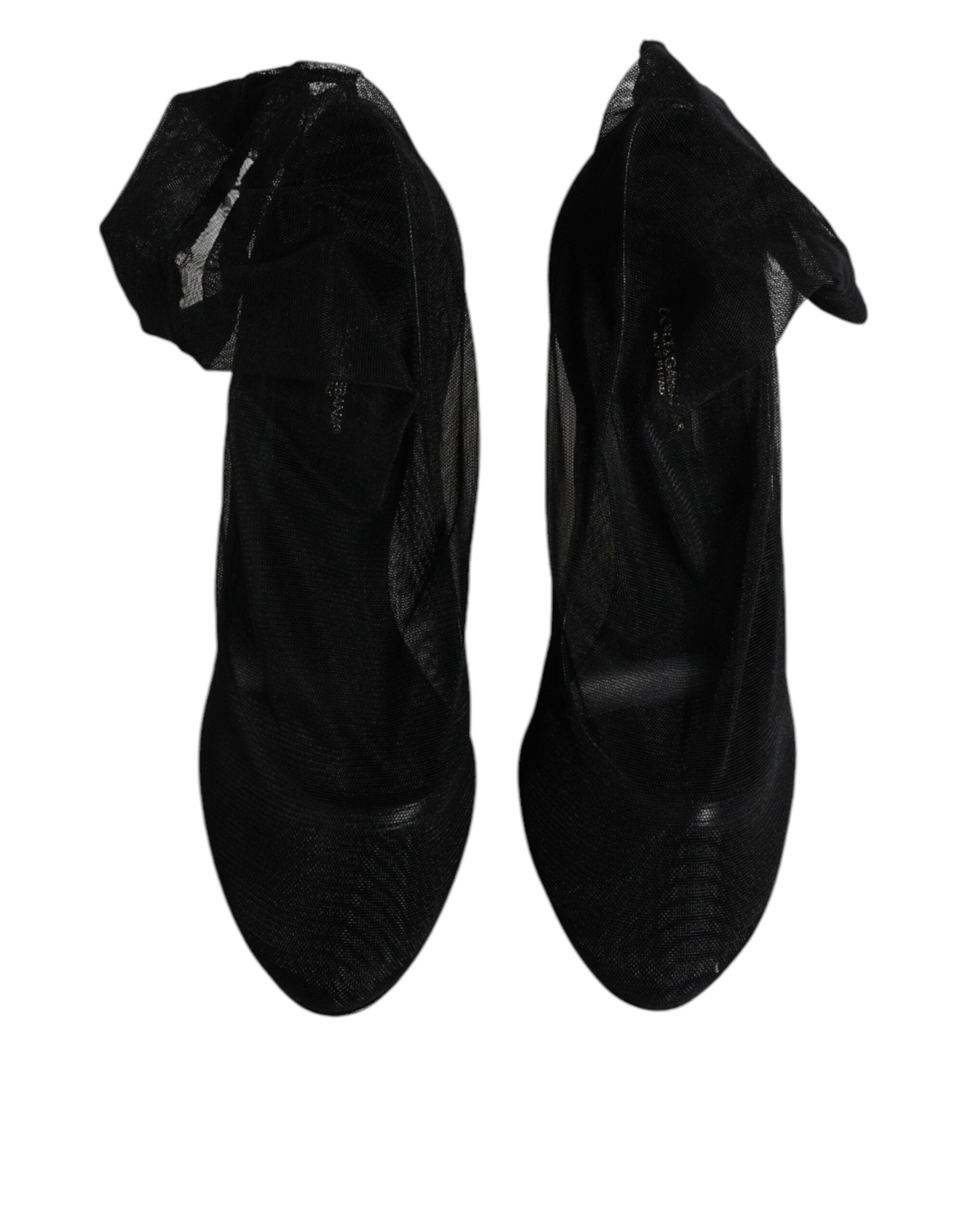 Dolce & Gabbana Black Nylon Stretch Mesh Sock Boots Women's Shoes
