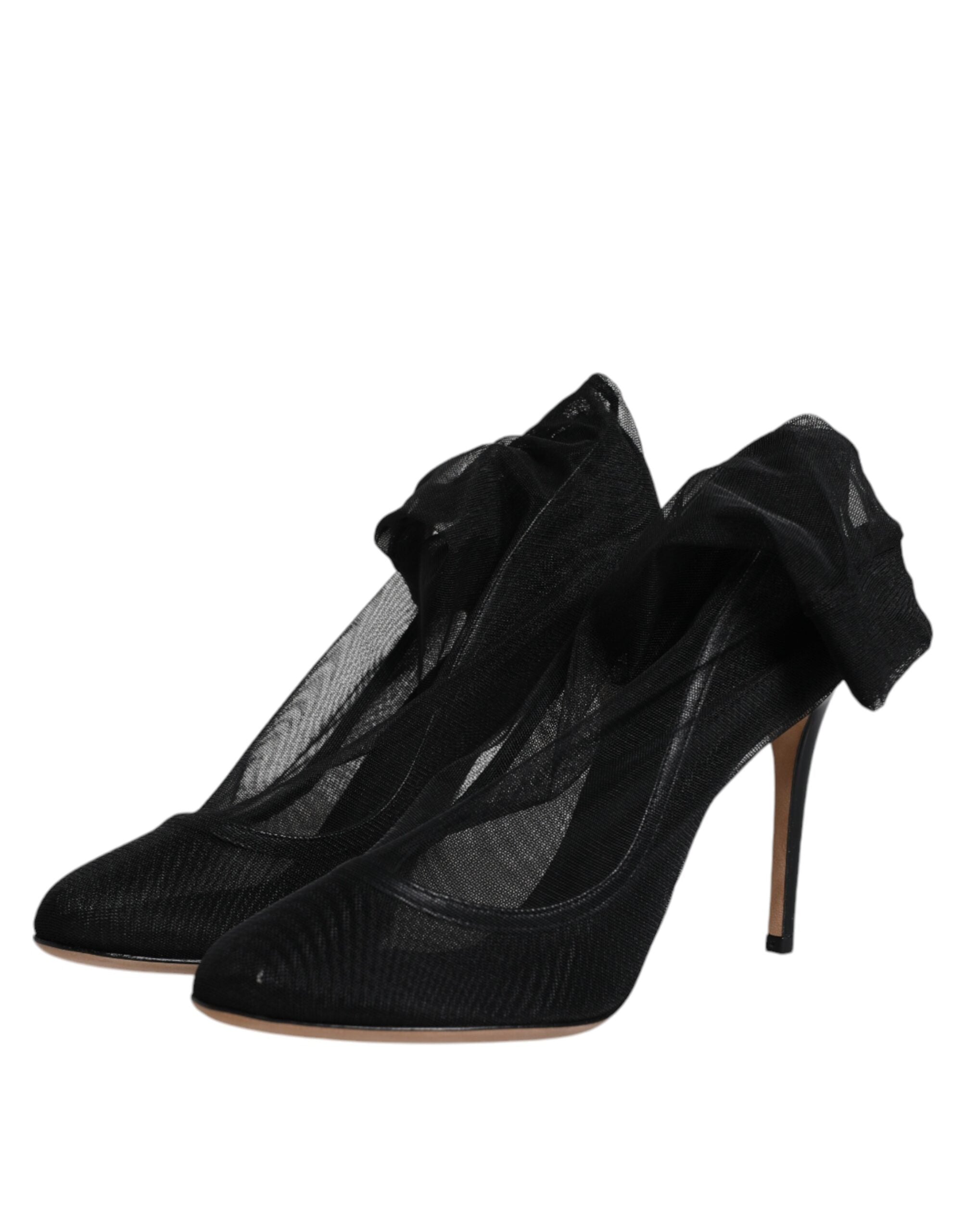 Dolce & Gabbana Black Nylon Stretch Mesh Sock Boots Women's Shoes