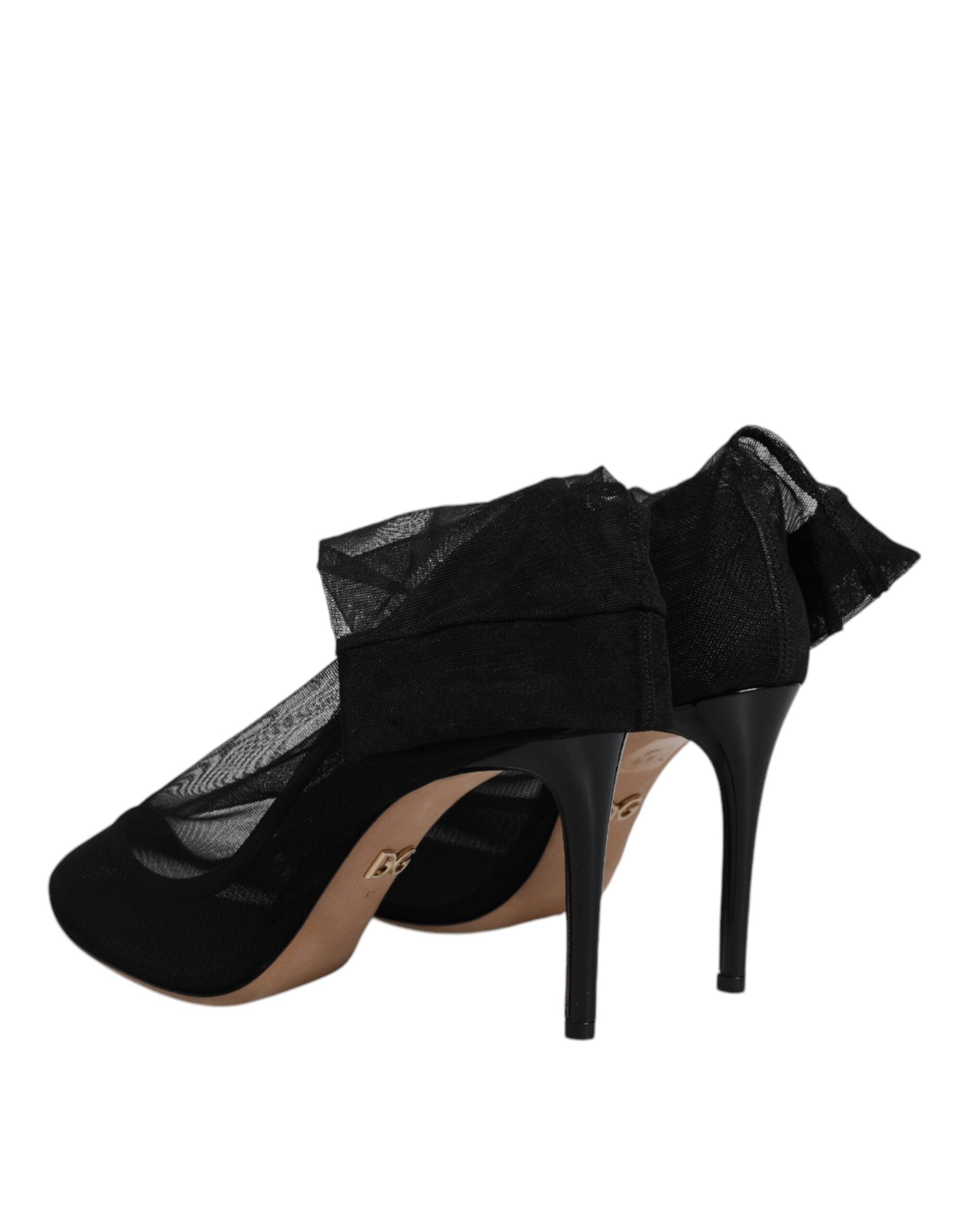 Dolce & Gabbana Black Nylon Stretch Mesh Sock Boots Women's Shoes