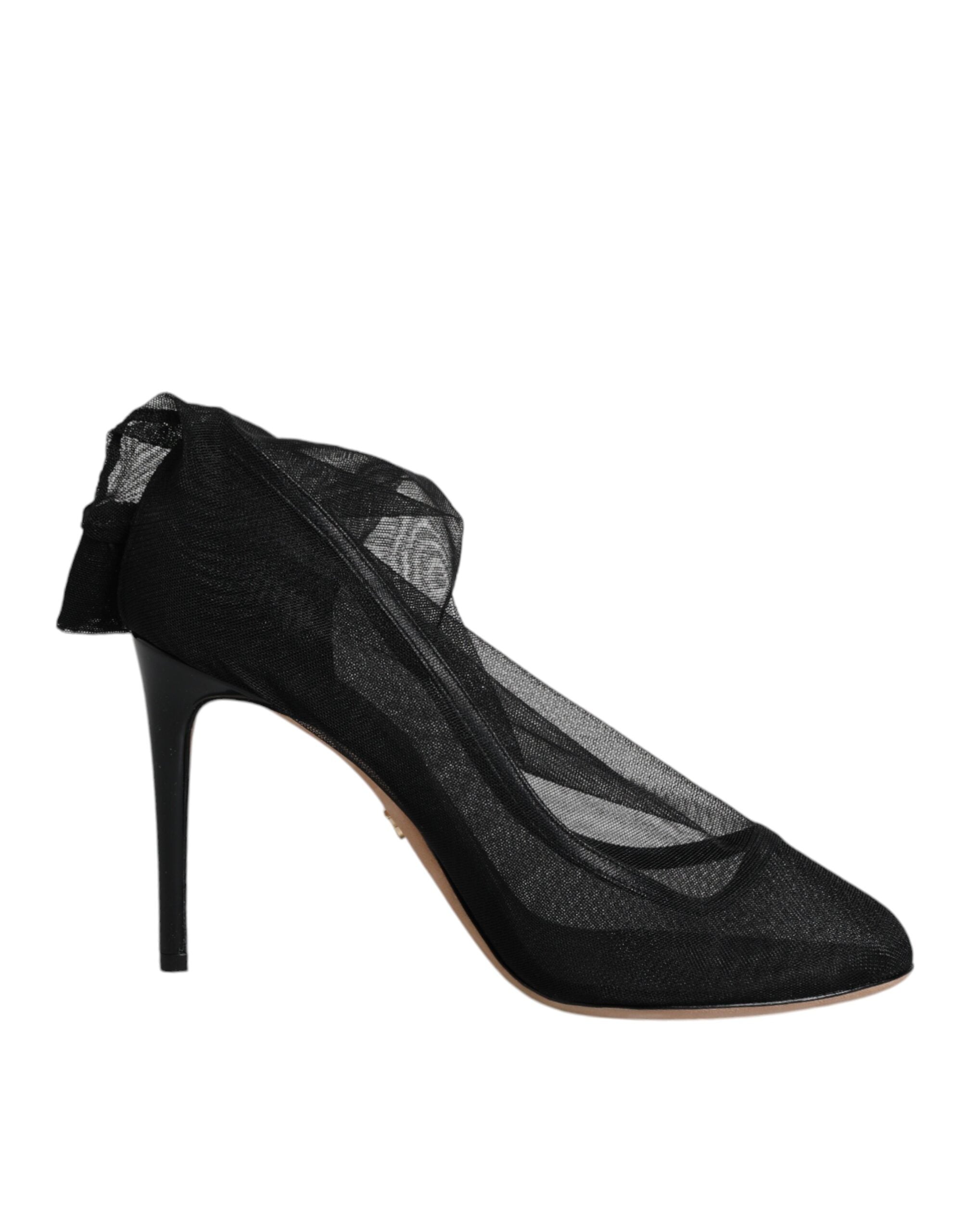 Dolce & Gabbana Black Nylon Stretch Mesh Sock Boots Women's Shoes