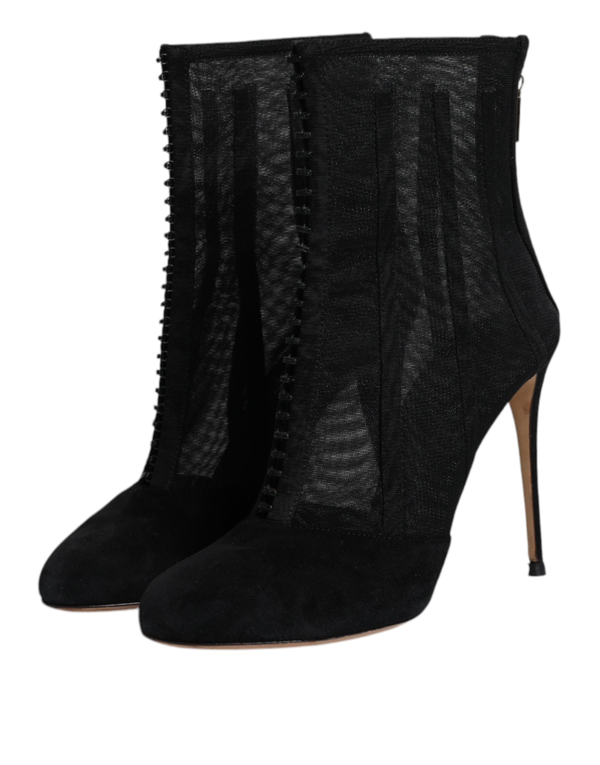 Dolce & Gabbana Black Mesh Stiletto Heels Ankle Boots Women's Shoes (Pre-Owned)