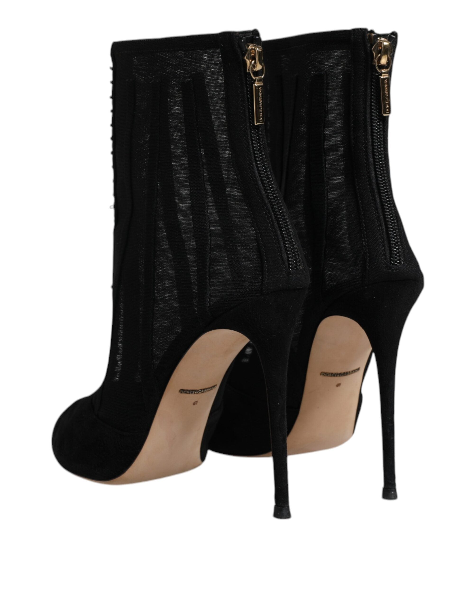 Dolce & Gabbana Black Mesh Stiletto Heels Ankle Boots Women's Shoes (Pre-Owned)