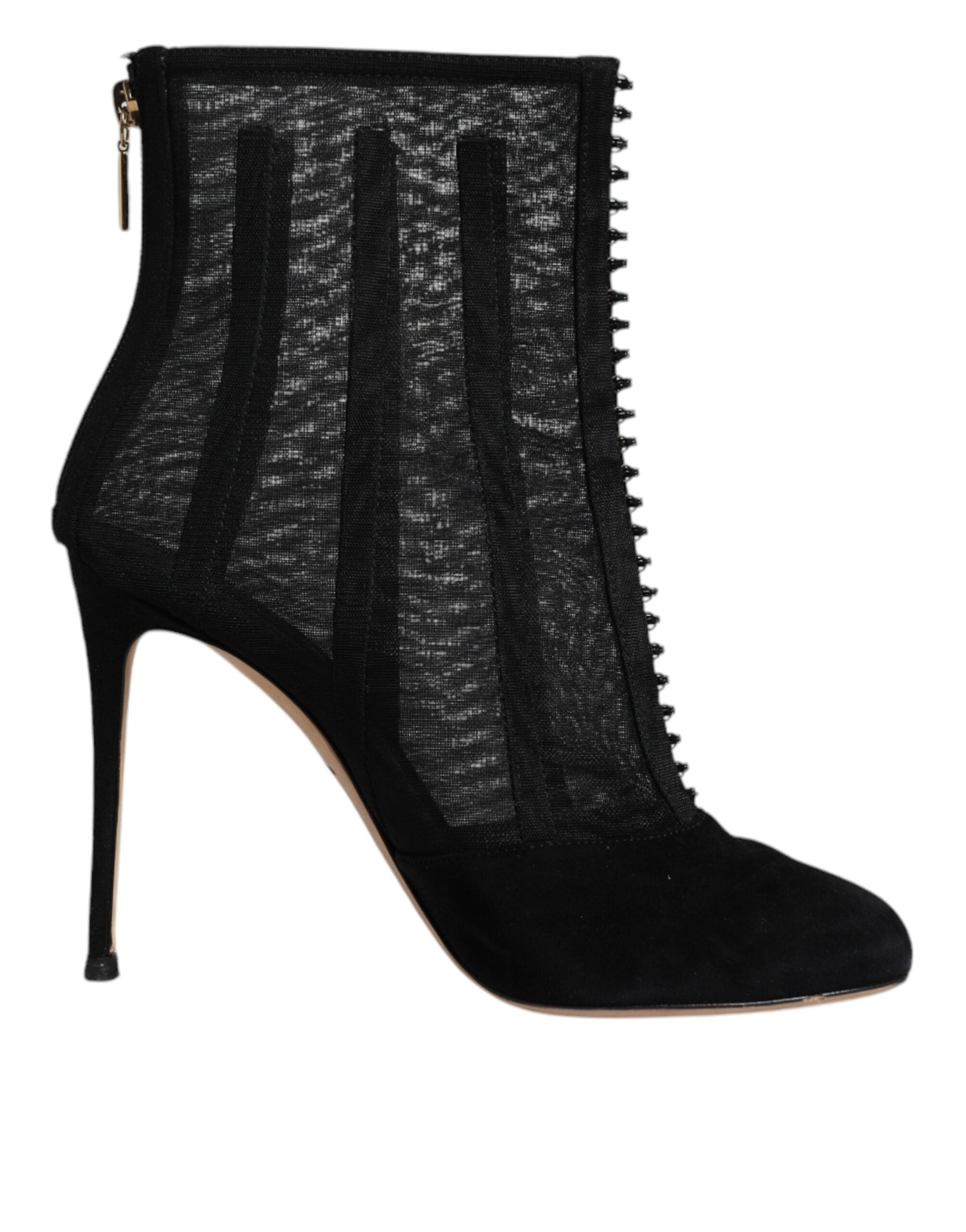 Dolce & Gabbana Black Mesh Stiletto Heels Ankle Boots Women's Shoes (Pre-Owned)