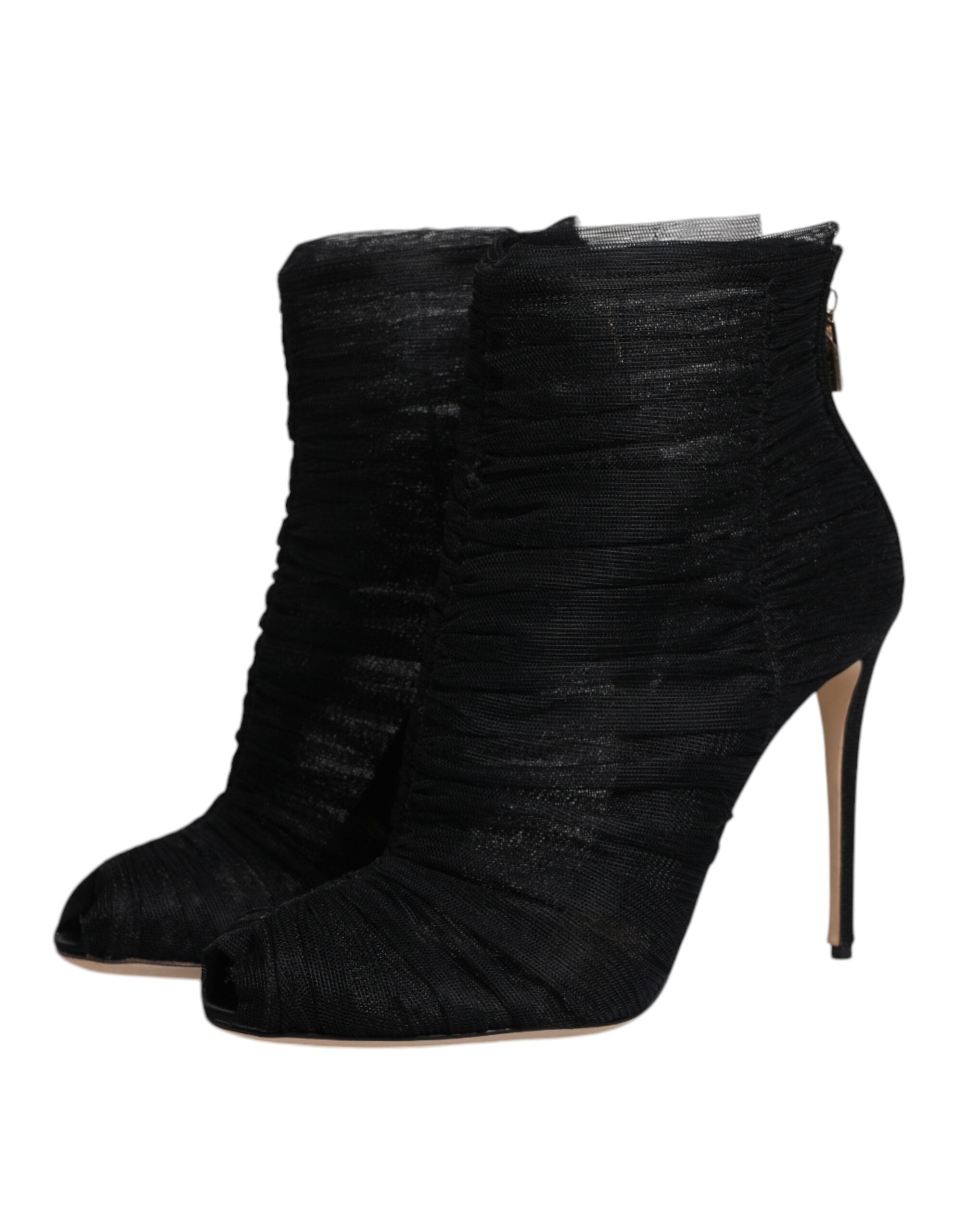Dolce & Gabbana Black Mesh Stiletto Heels Ankle Boots Women's Shoes (Pre-Owned)