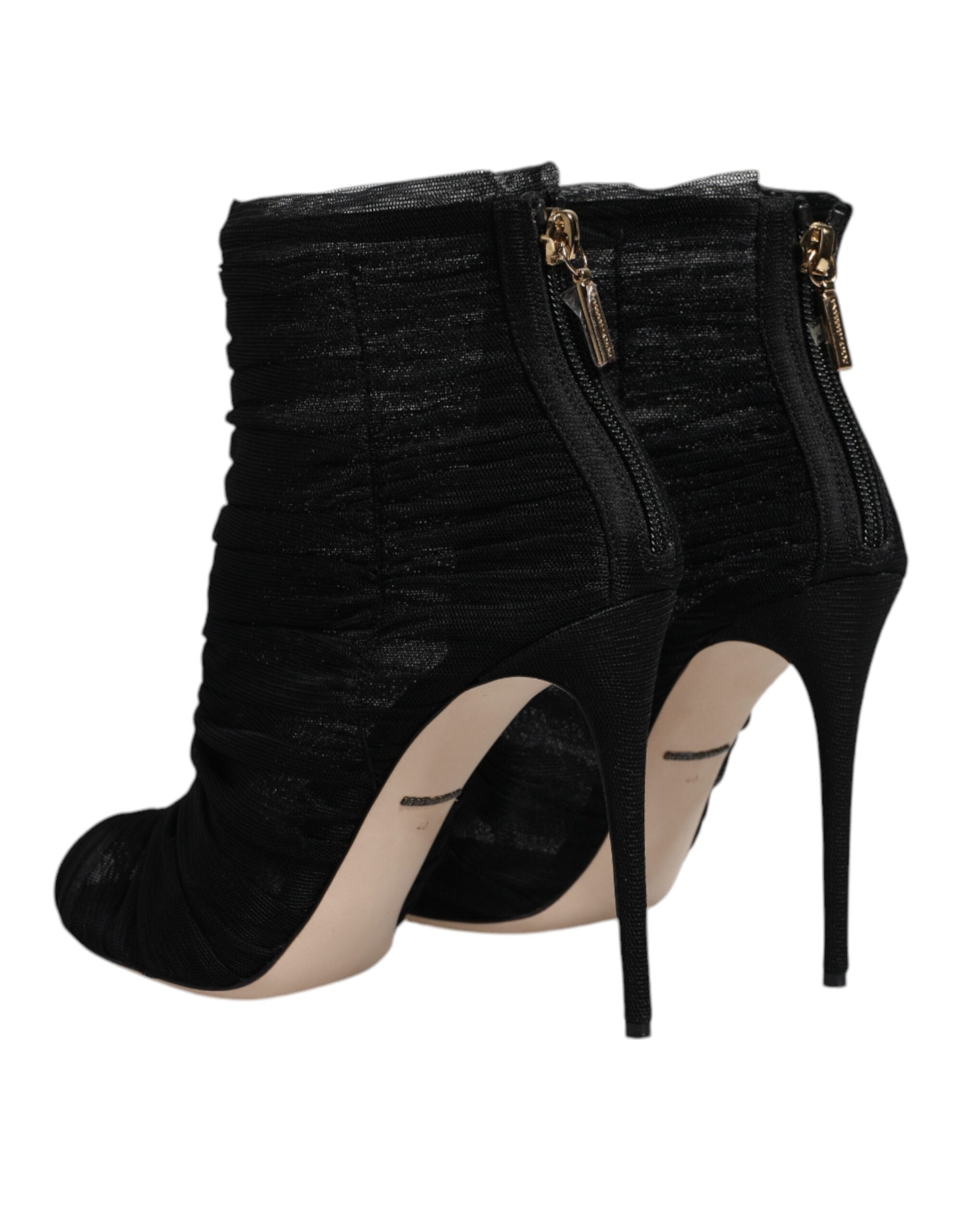 Dolce & Gabbana Black Mesh Stiletto Heels Ankle Boots Women's Shoes (Pre-Owned)