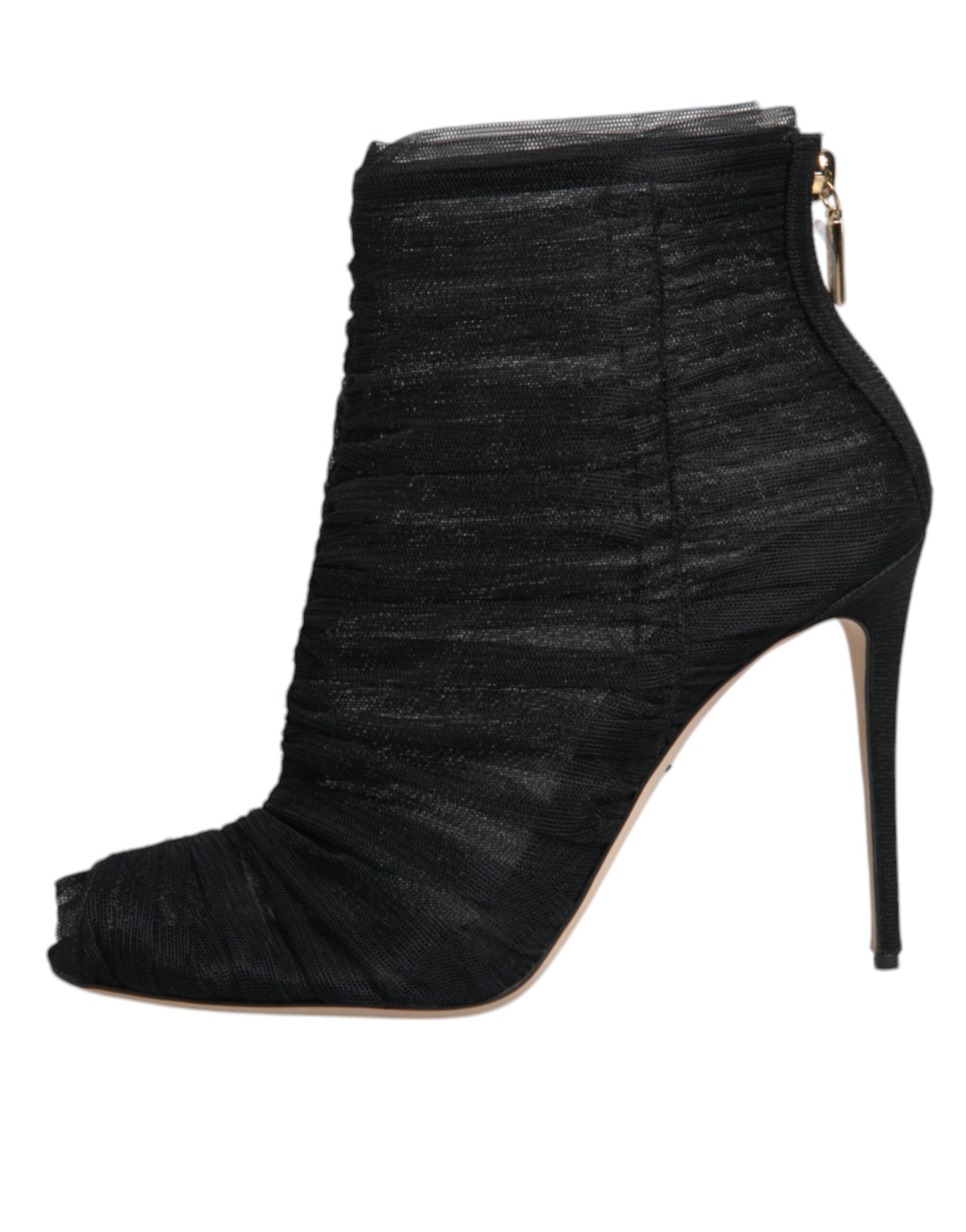 Dolce & Gabbana Black Mesh Stiletto Heels Ankle Boots Women's Shoes (Pre-Owned)