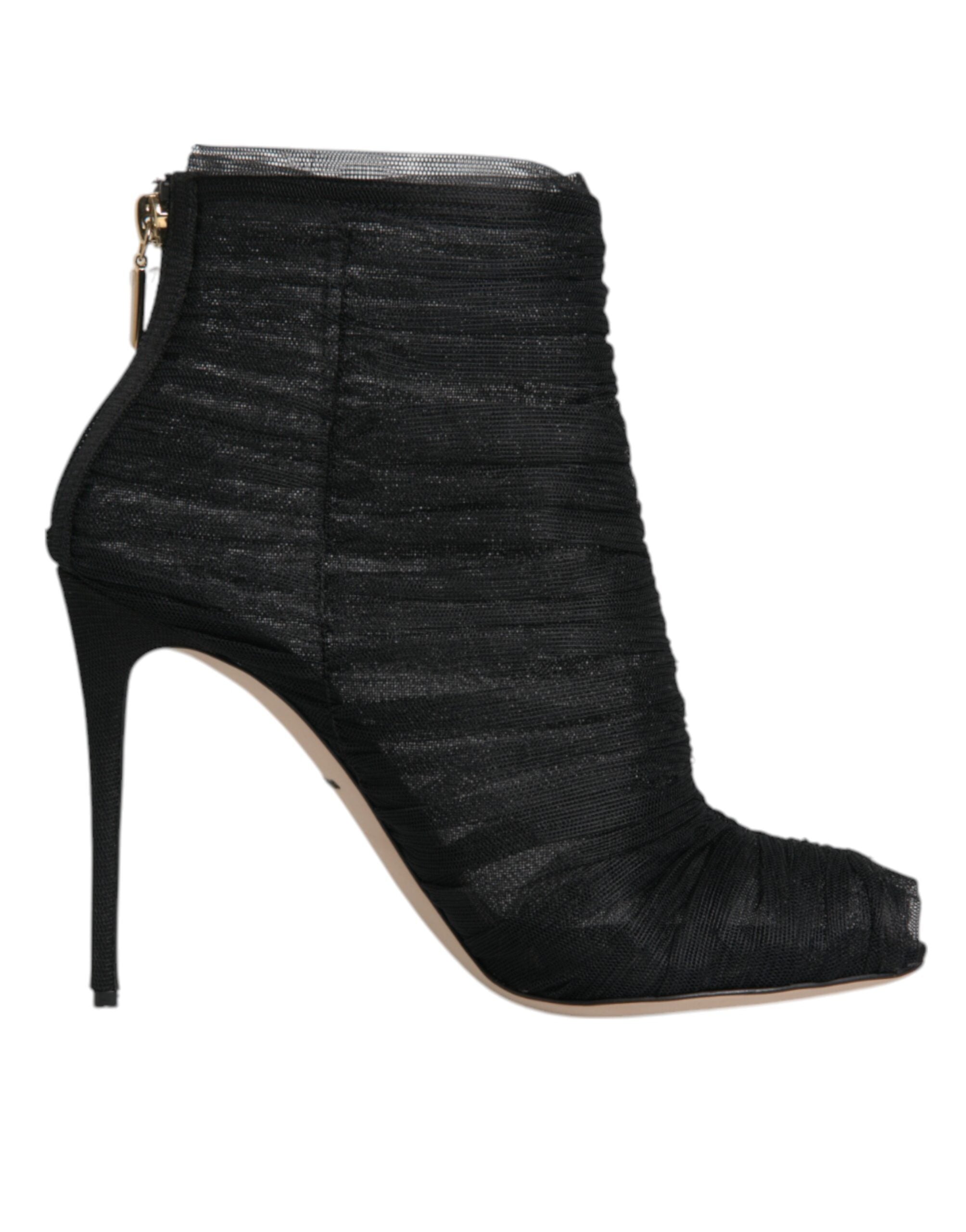 Dolce & Gabbana Black Mesh Stiletto Heels Ankle Boots Women's Shoes (Pre-Owned)