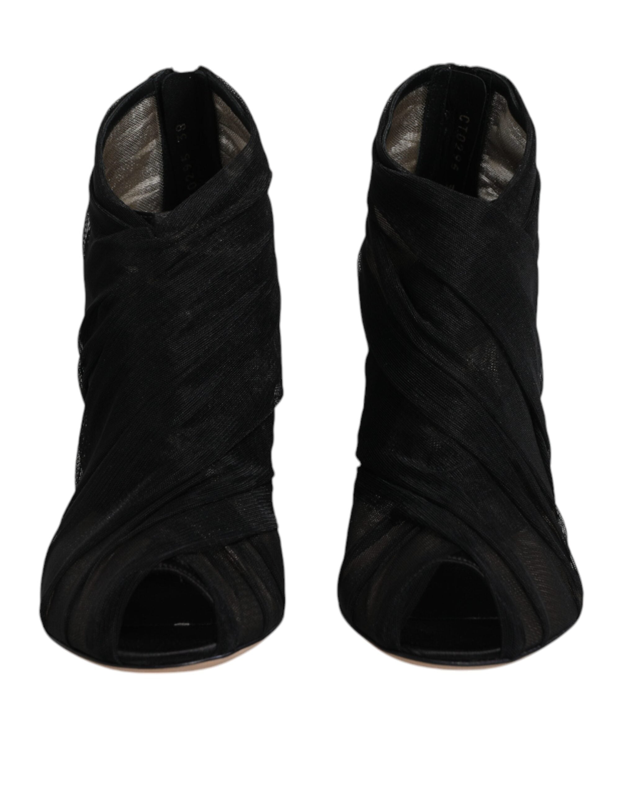 Dolce & Gabbana Black Mesh Stiletto Heels Ankle Boots Women's Shoes