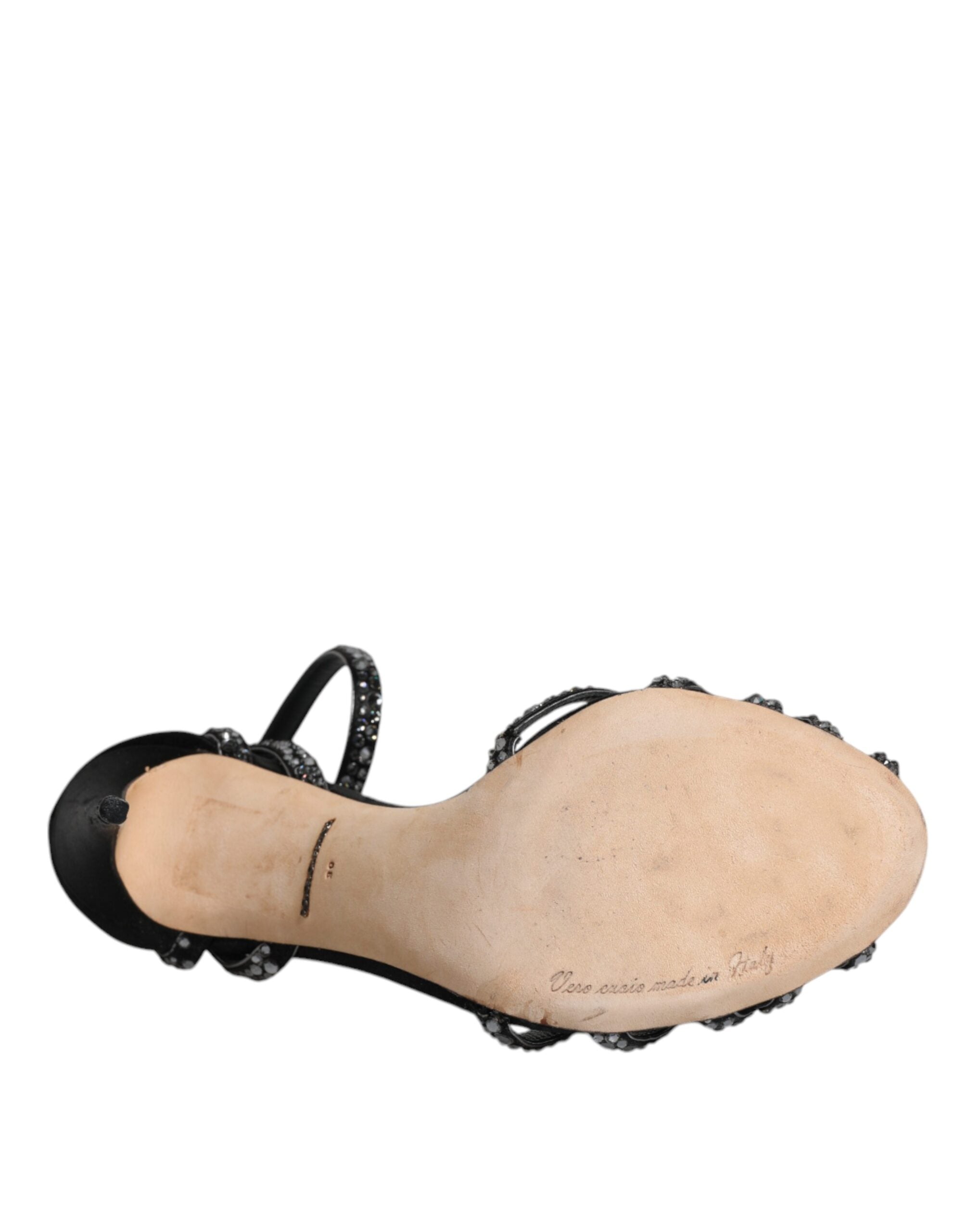 Dolce & Gabbana Black Strass Ankle Strap Heels Sandals Women's Shoes (Pre-Owned)