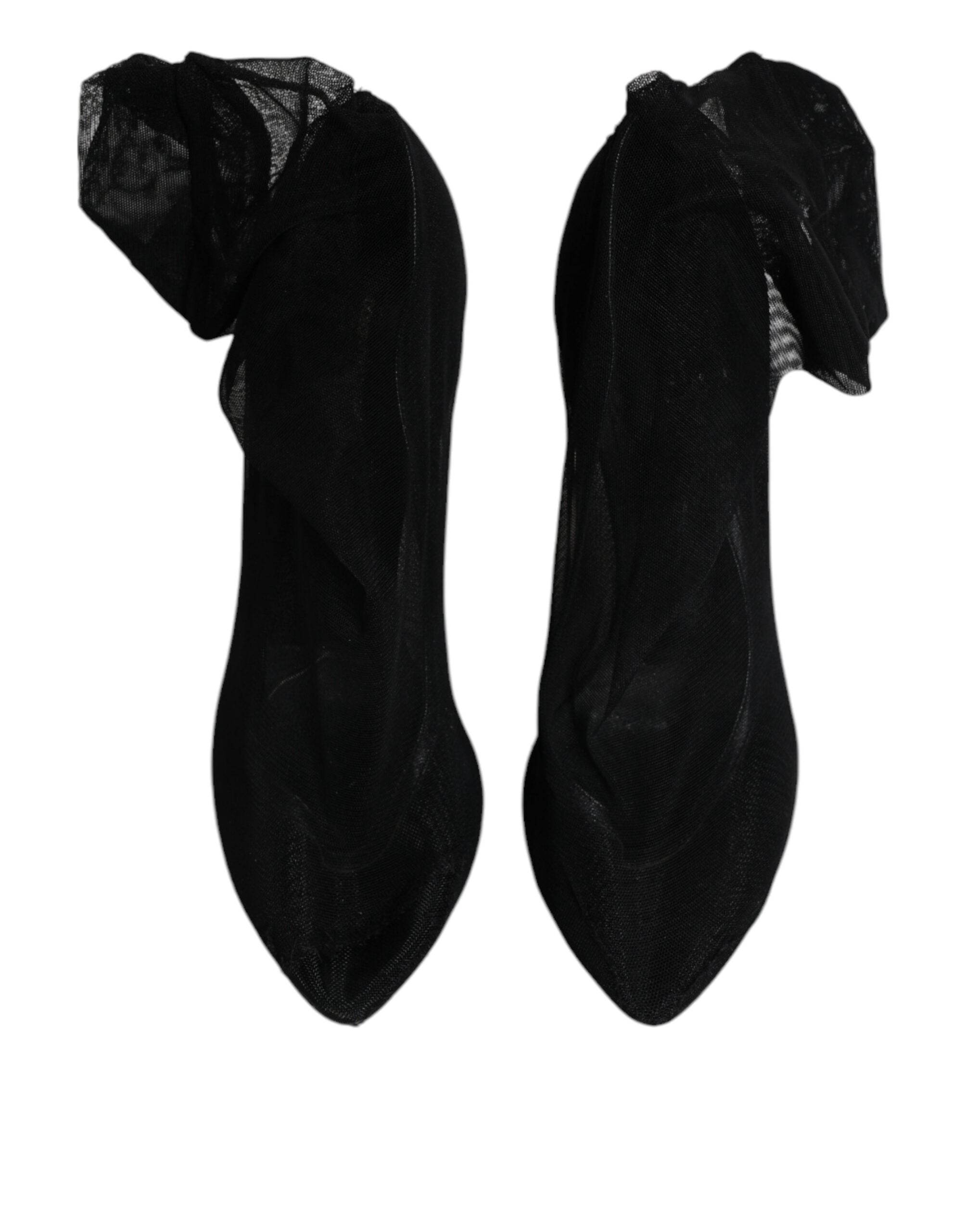 Dolce & Gabbana Black Nylon Stretch Mesh Sock Boots Women's Shoes (Pre-Owned)