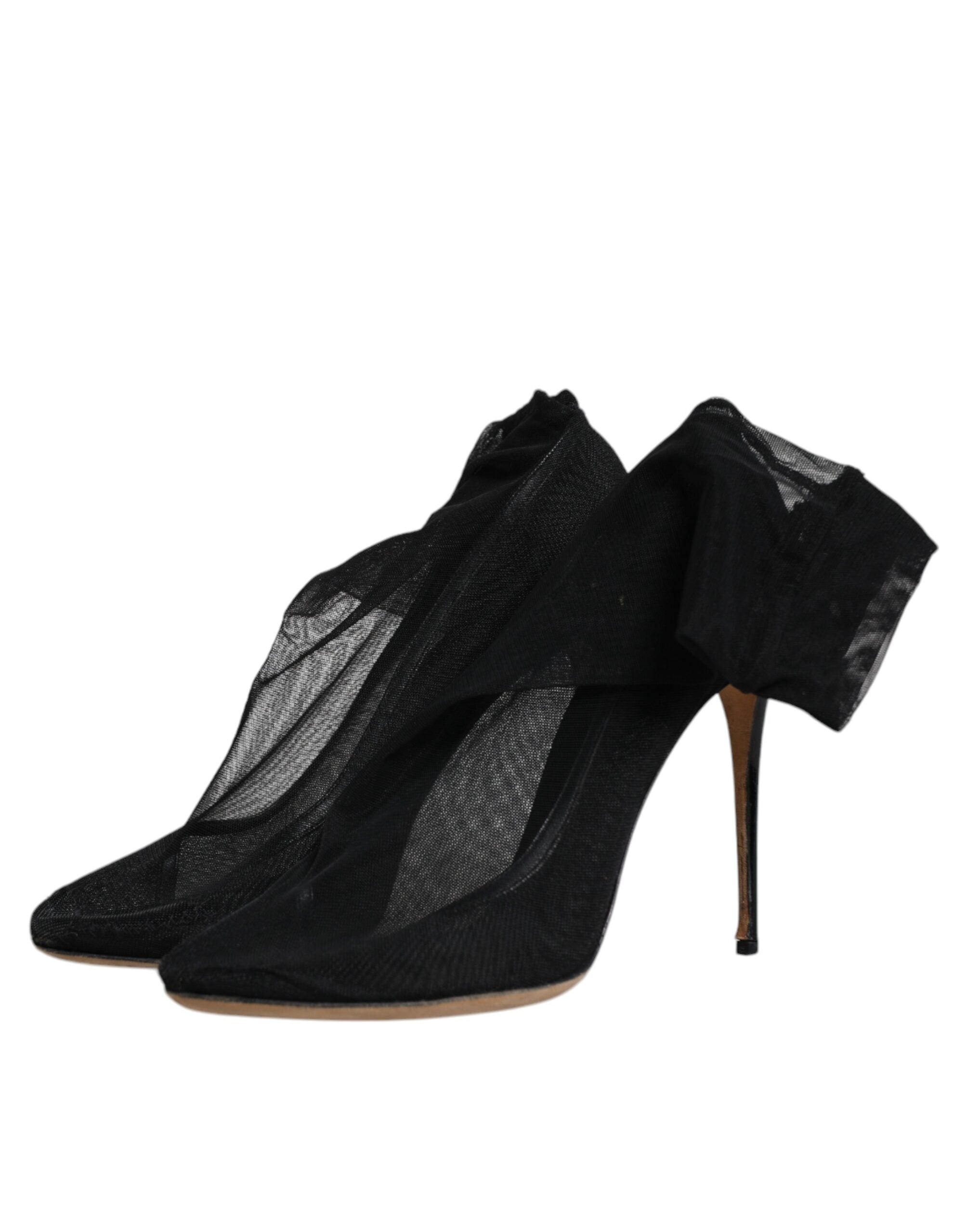 Dolce & Gabbana Black Nylon Stretch Mesh Sock Boots Women's Shoes (Pre-Owned)
