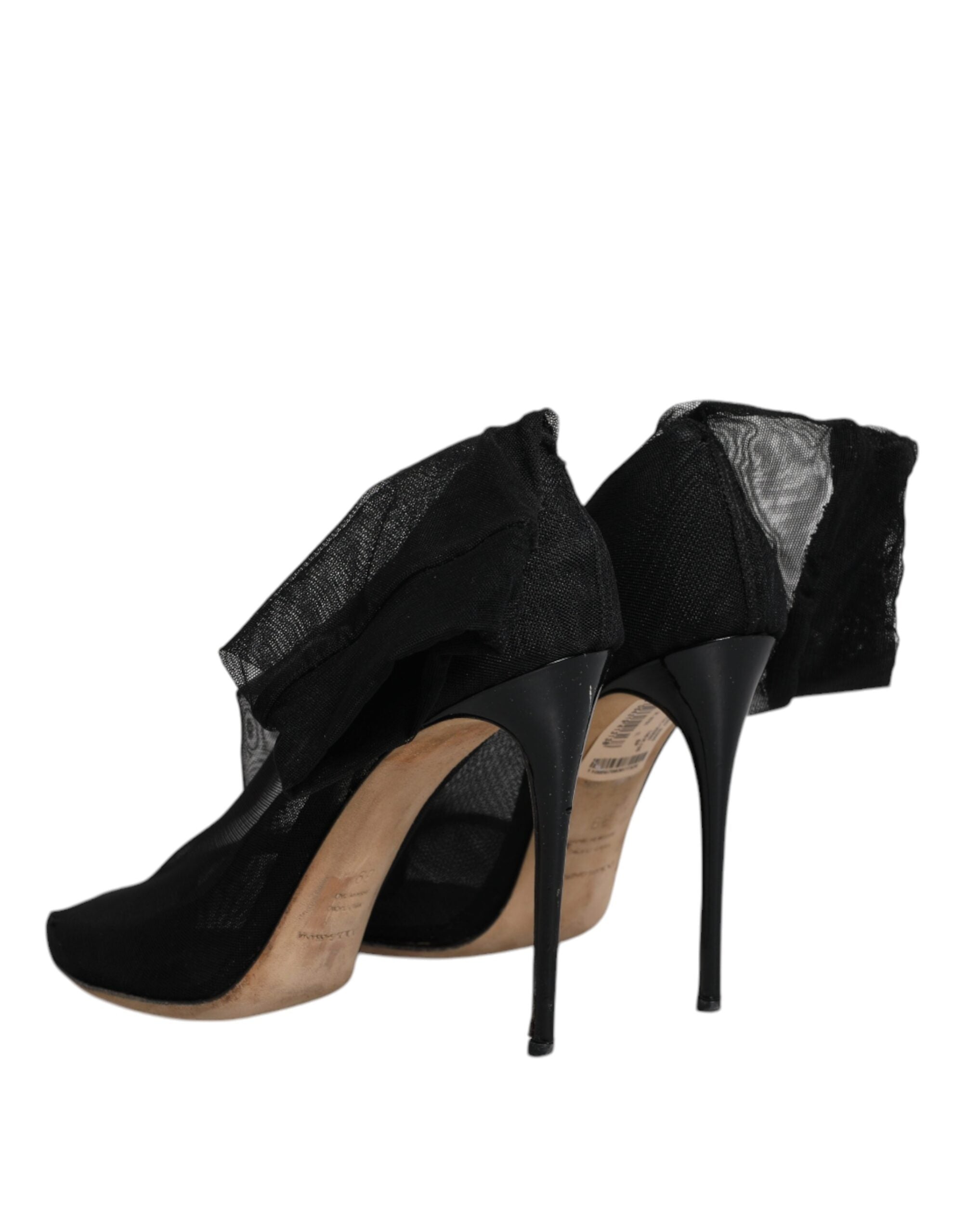 Dolce & Gabbana Black Nylon Stretch Mesh Sock Boots Women's Shoes (Pre-Owned)