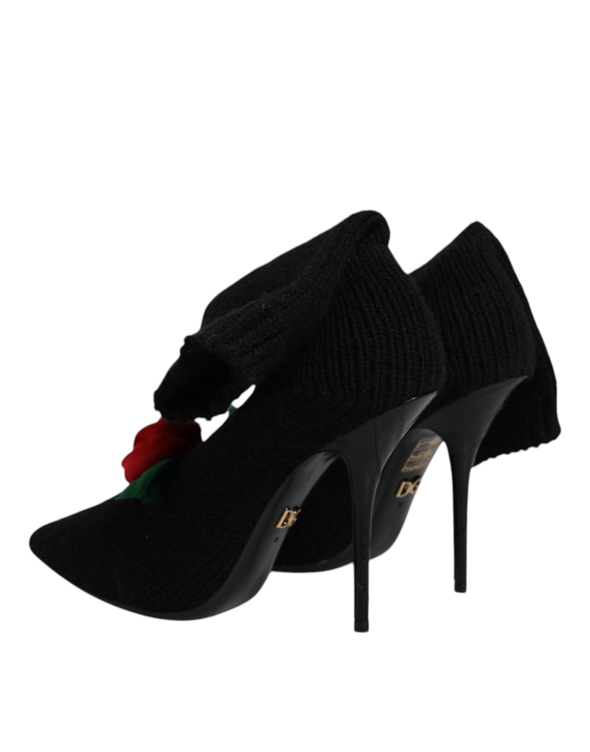 Dolce & Gabbana Black Stiletto Heels Mid Calf Boots Women's Shoes