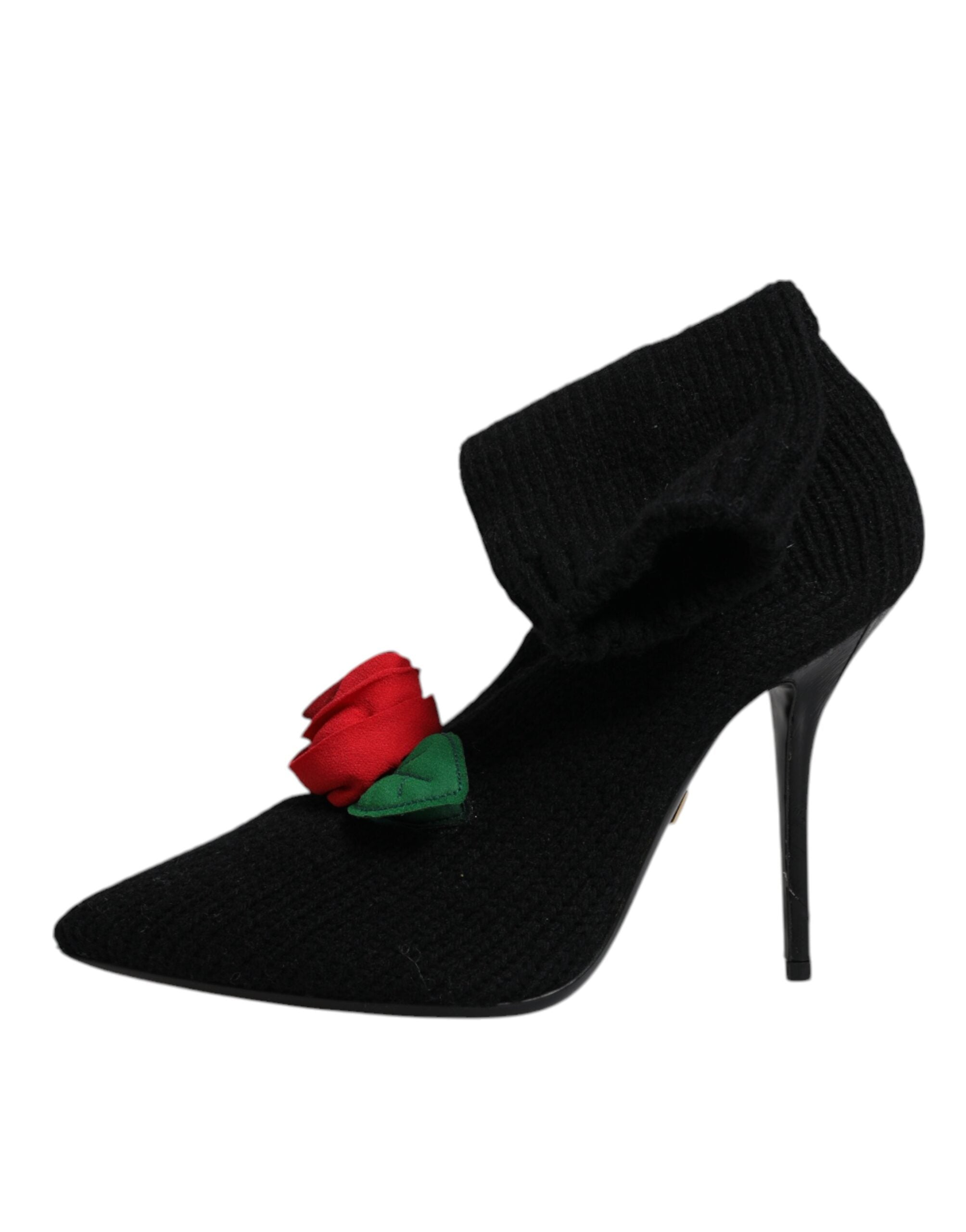 Dolce & Gabbana Black Stiletto Heels Mid Calf Boots Women's Shoes