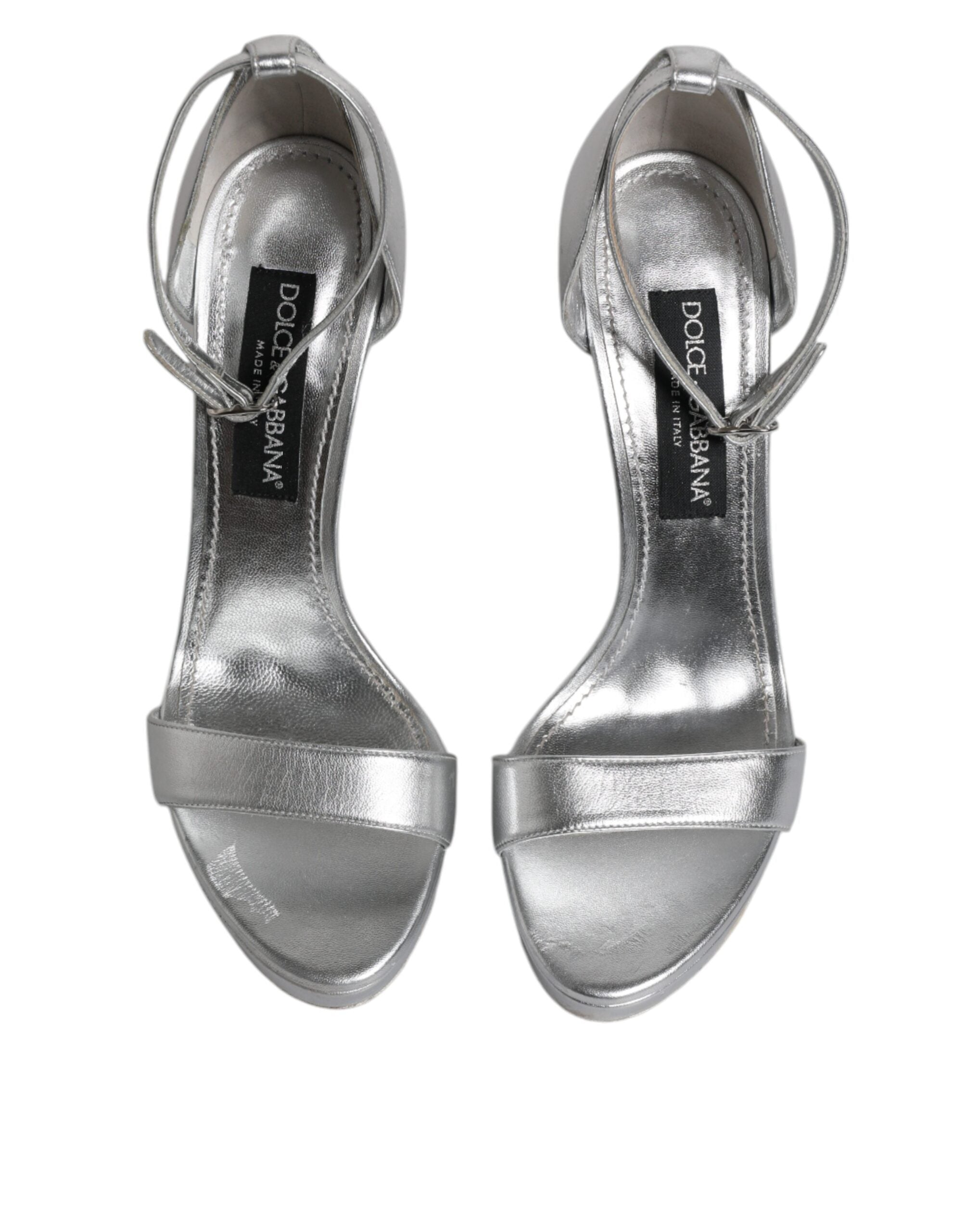 Dolce & Gabbana Silver Leather Platform Keira Sandals Women's Shoes (Pre-Owned)