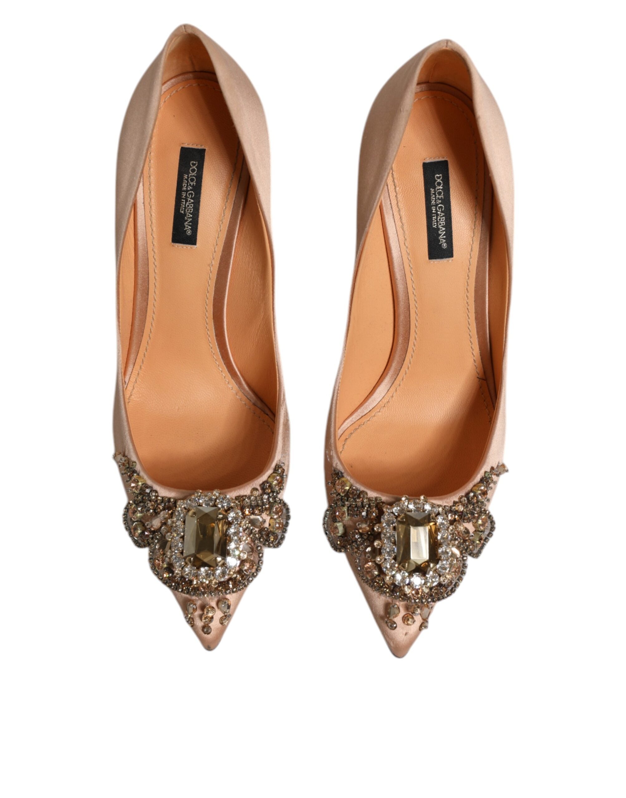 Dolce & Gabbana Beige Satin Crystal High Heels Pumps Women's Shoes (Pre-Owned)