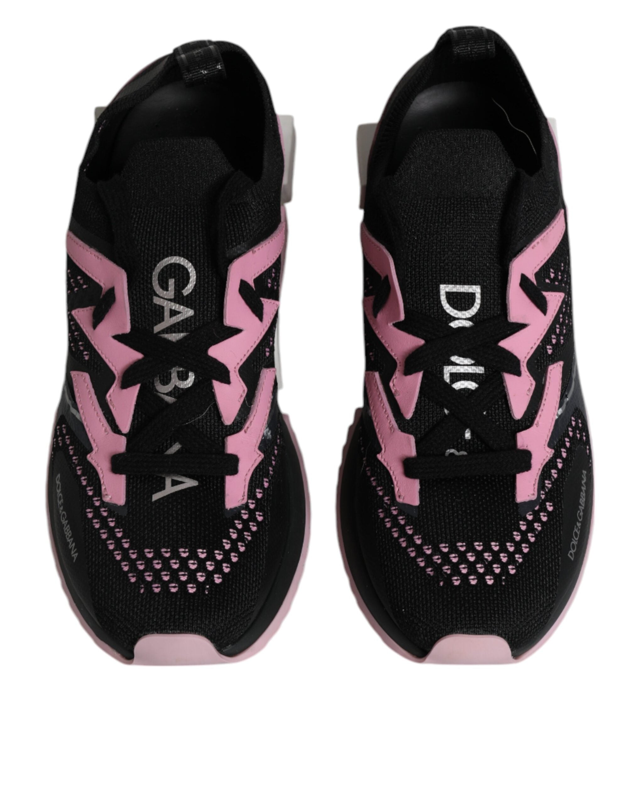 Dolce & Gabbana Black Pink SORRENTO Sport Stretch Sneakers Women's Shoes (Pre-Owned)
