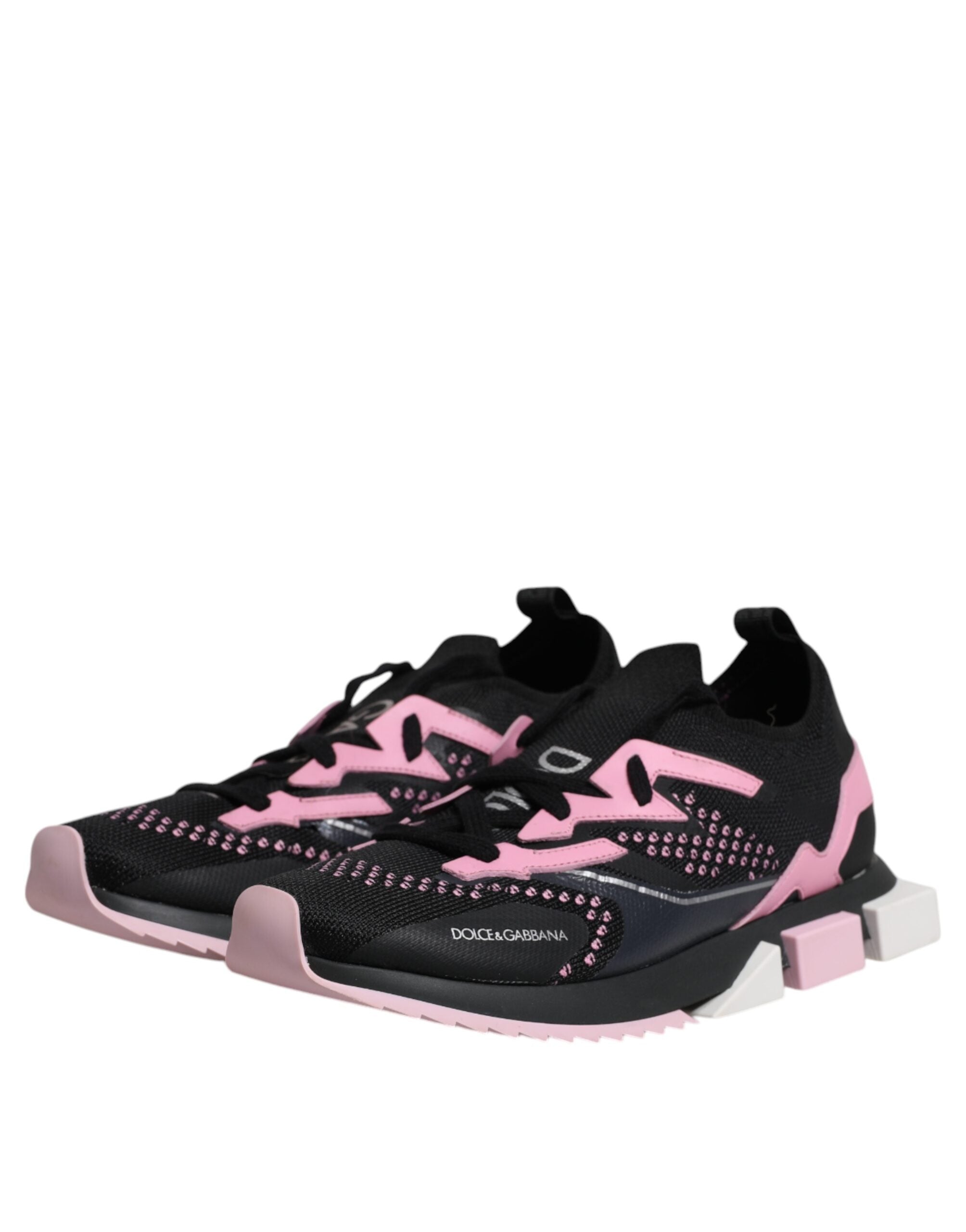 Dolce & Gabbana Black Pink SORRENTO Sport Stretch Sneakers Women's Shoes (Pre-Owned)