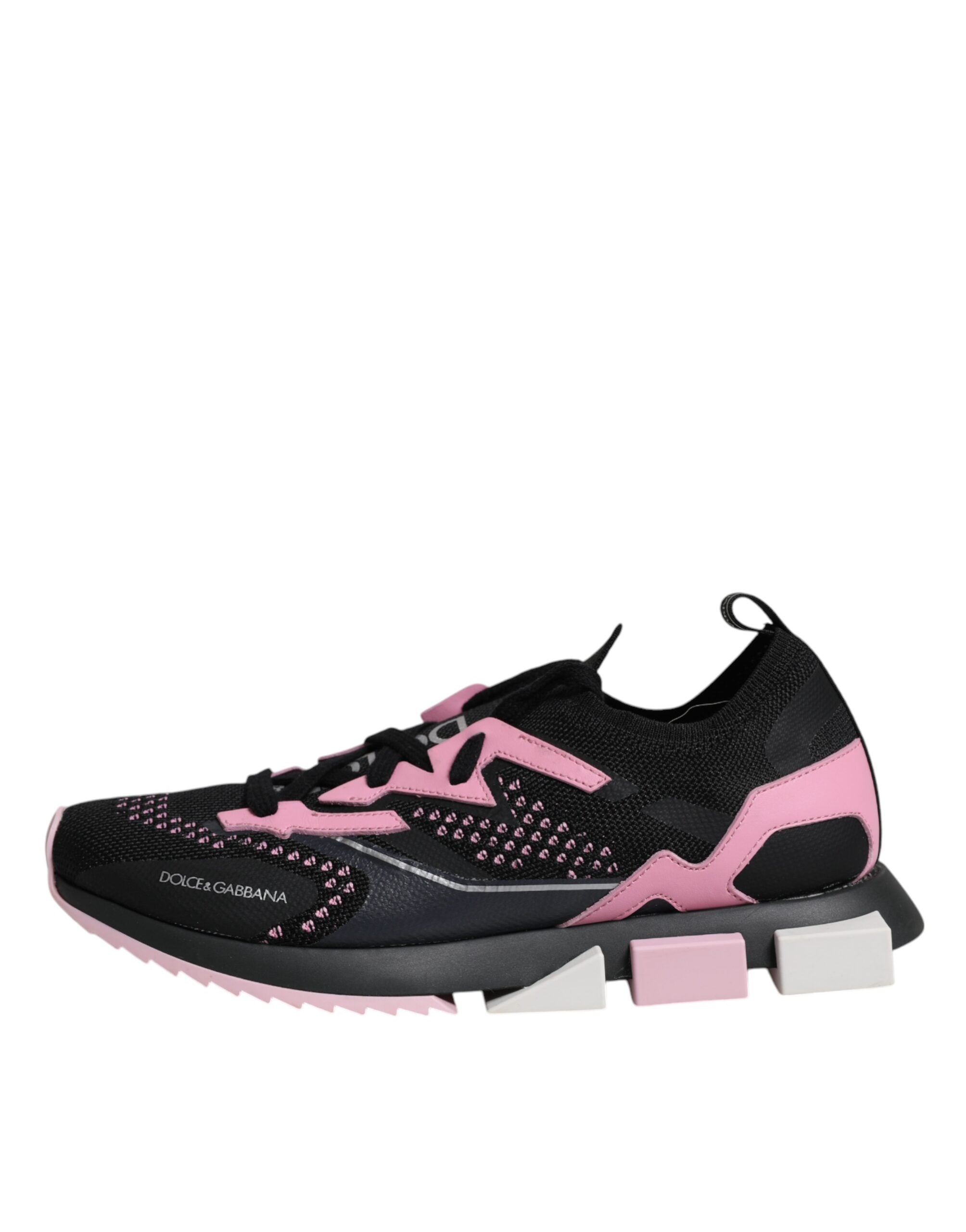 Dolce & Gabbana Black Pink SORRENTO Sport Stretch Sneakers Women's Shoes (Pre-Owned)