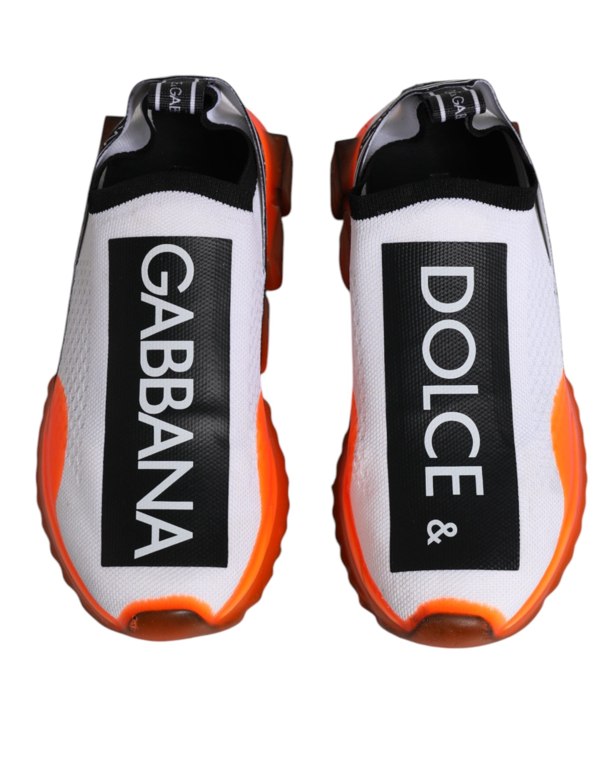 Dolce & Gabbana White Orange Slip On Sorrento Sneakers Women's Shoes (Pre-Owned)