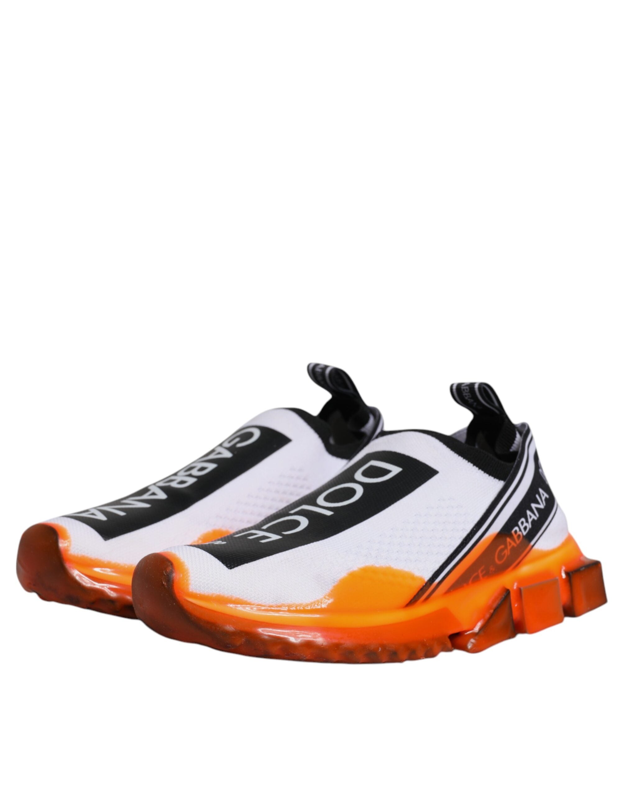 Dolce & Gabbana White Orange Slip On Sorrento Sneakers Women's Shoes (Pre-Owned)
