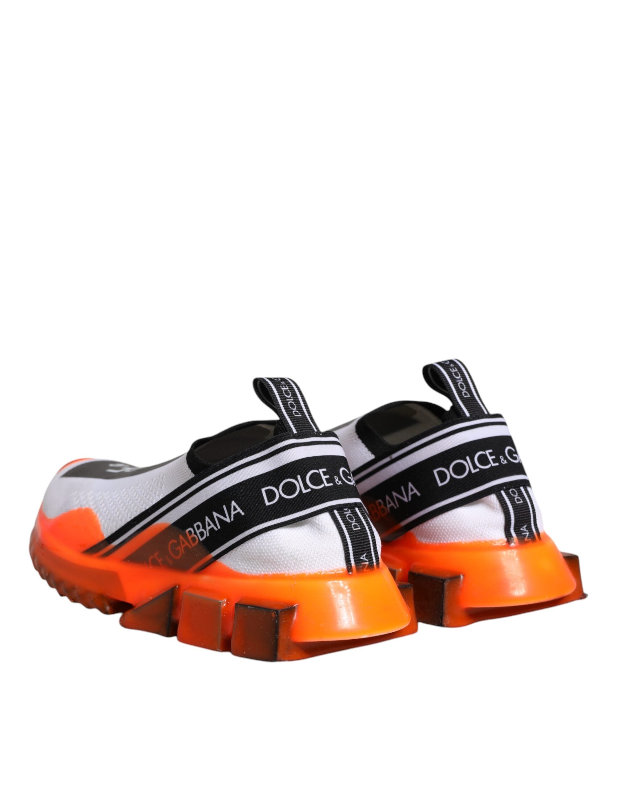 Dolce & Gabbana White Orange Slip On Sorrento Sneakers Women's Shoes (Pre-Owned)