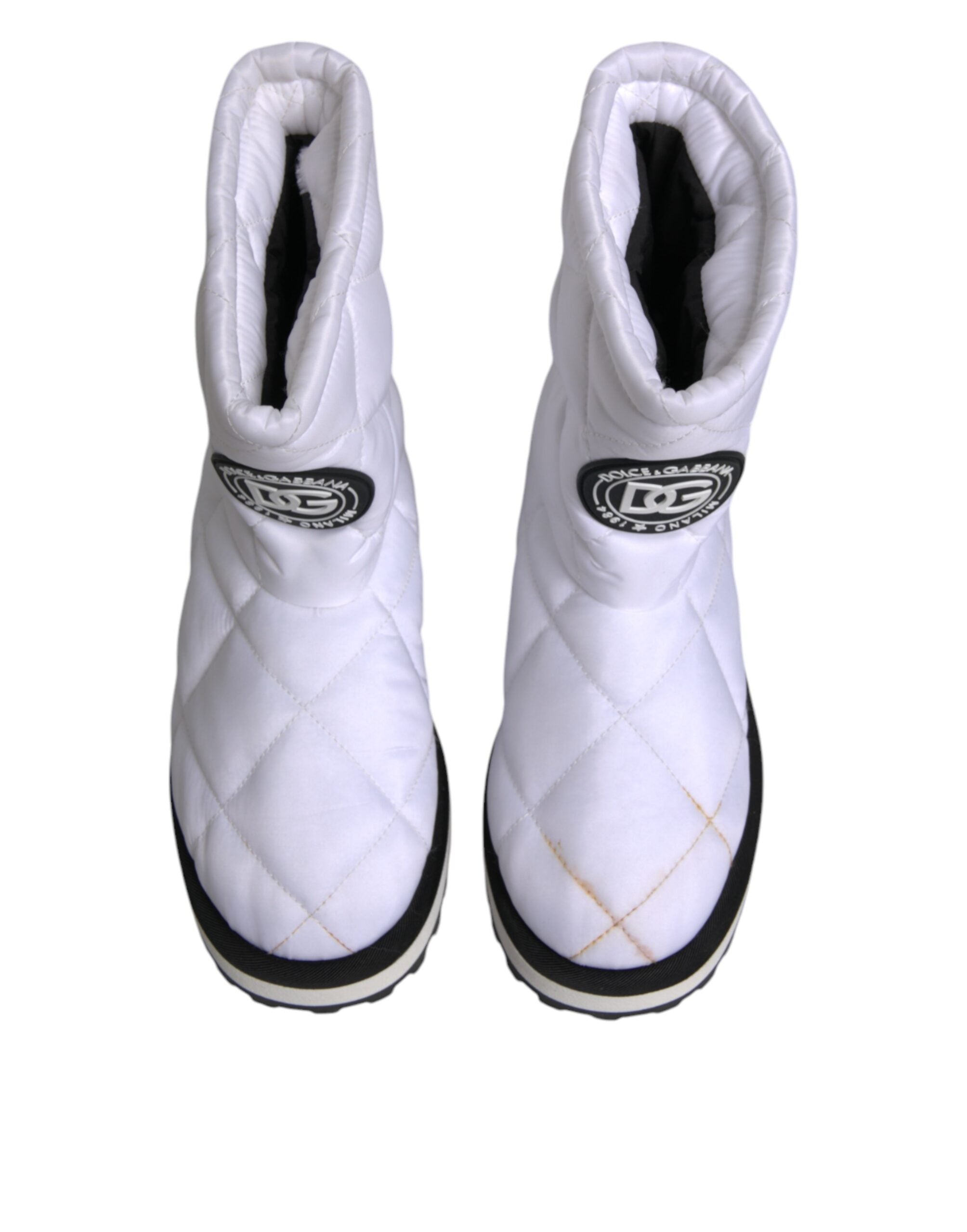 Dolce & Gabbana White Viscose Padded Mid Calf Boots Women's Shoes (Pre-Owned)