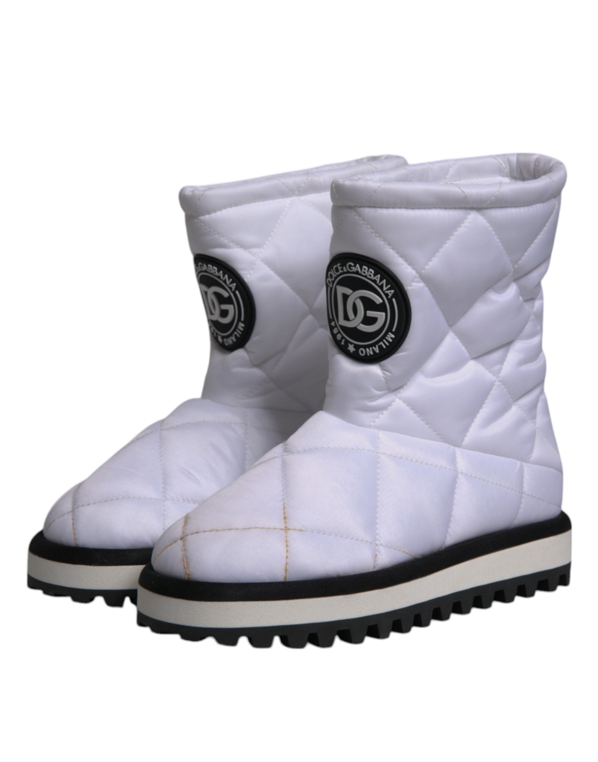 Dolce & Gabbana White Viscose Padded Mid Calf Boots Women's Shoes (Pre-Owned)
