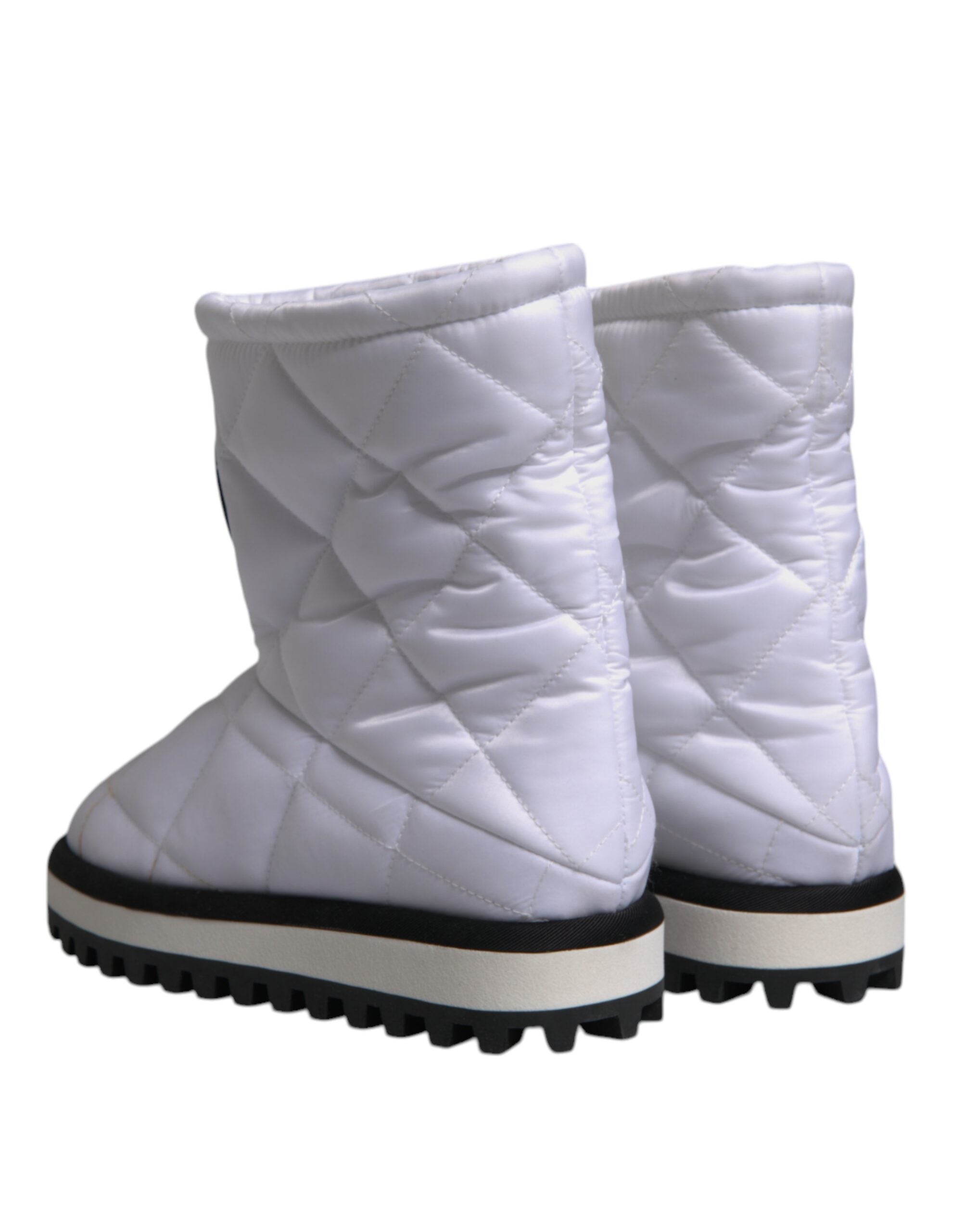 Dolce & Gabbana White Viscose Padded Mid Calf Boots Women's Shoes (Pre-Owned)