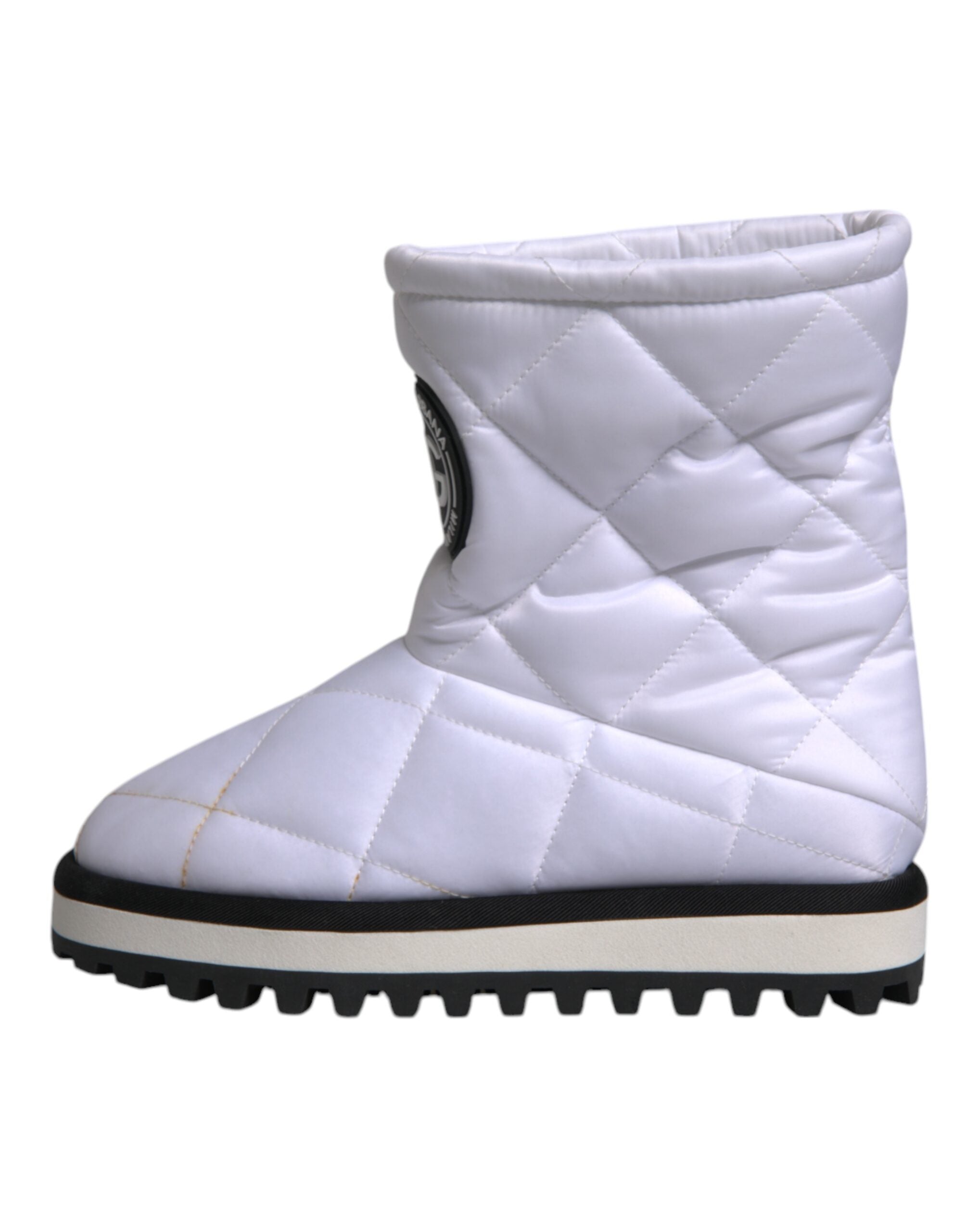 Dolce & Gabbana White Viscose Padded Mid Calf Boots Women's Shoes (Pre-Owned)