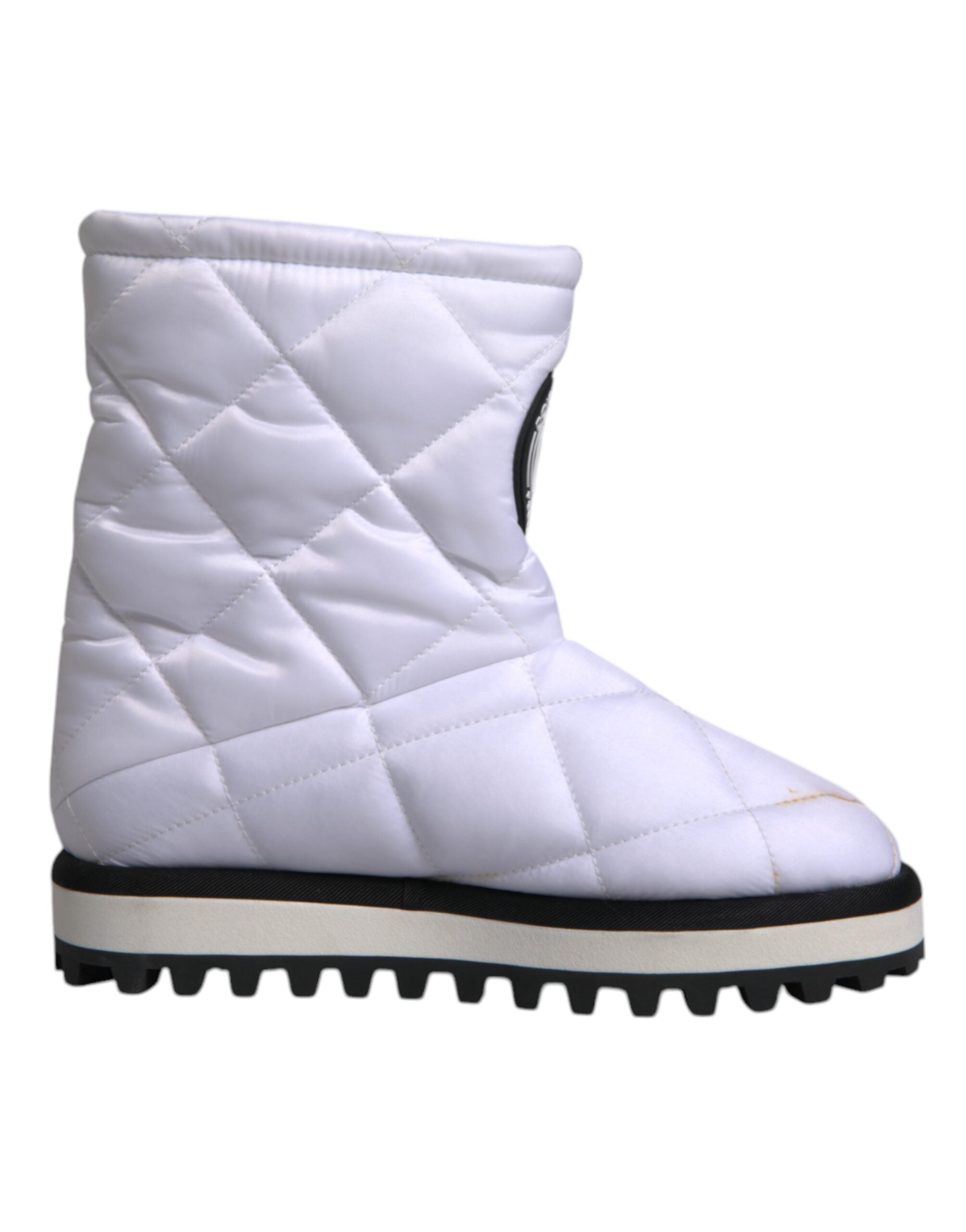Dolce & Gabbana White Viscose Padded Mid Calf Boots Women's Shoes (Pre-Owned)