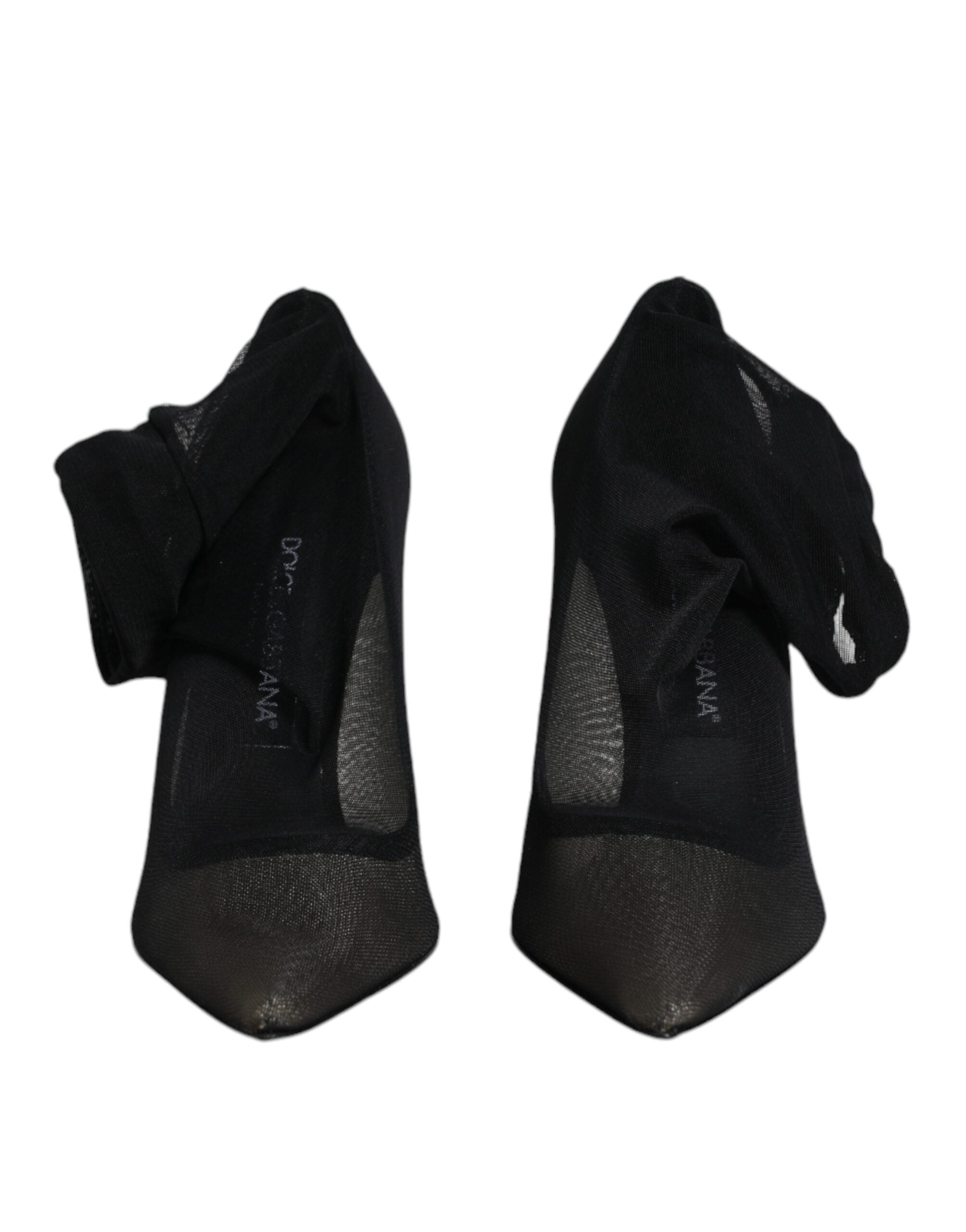 Dolce & Gabbana Black Viscose Mesh Sock Style Boots Women's Shoes (Pre-Owned)