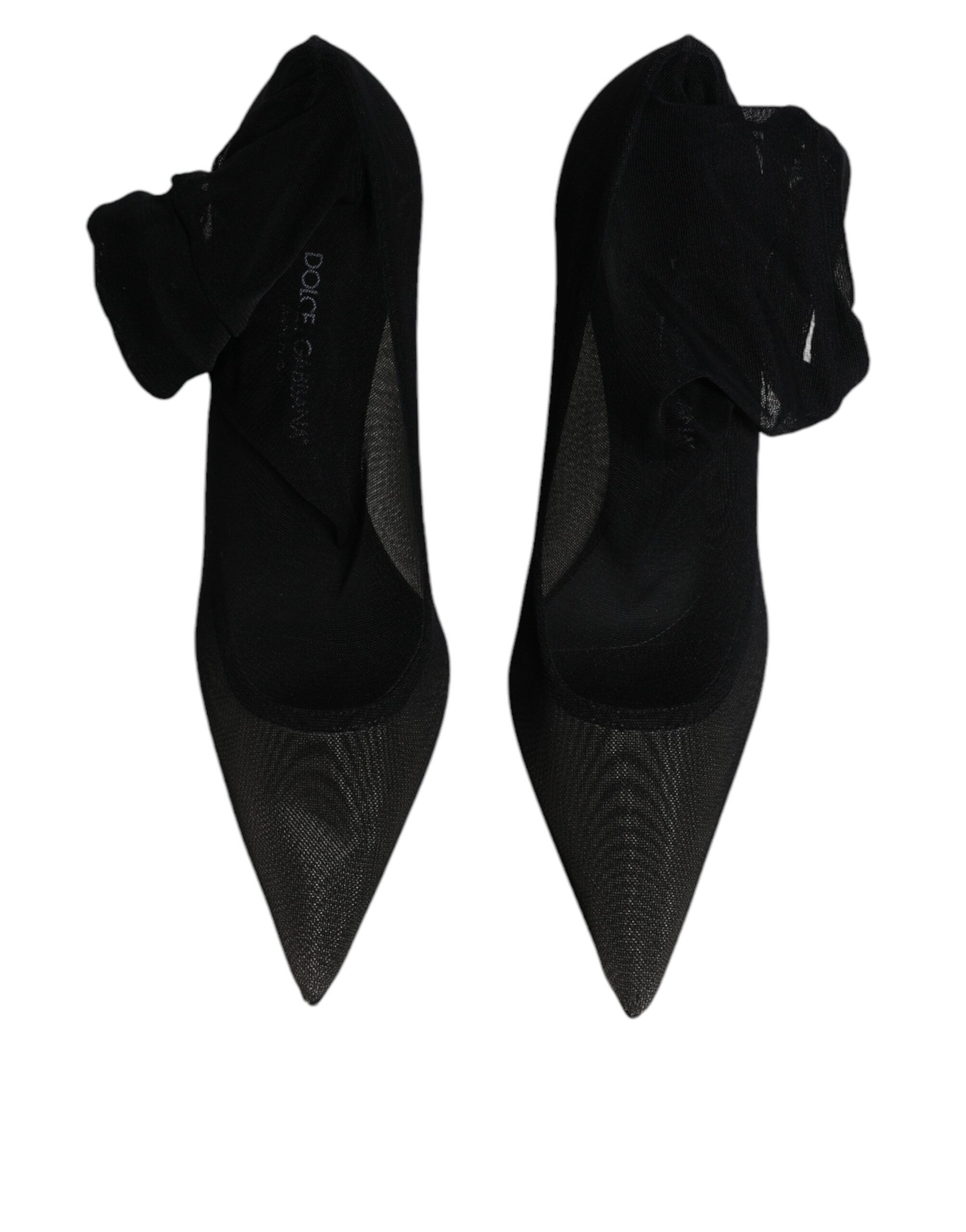 Dolce & Gabbana Black Viscose Mesh Sock Style Boots Women's Shoes (Pre-Owned)