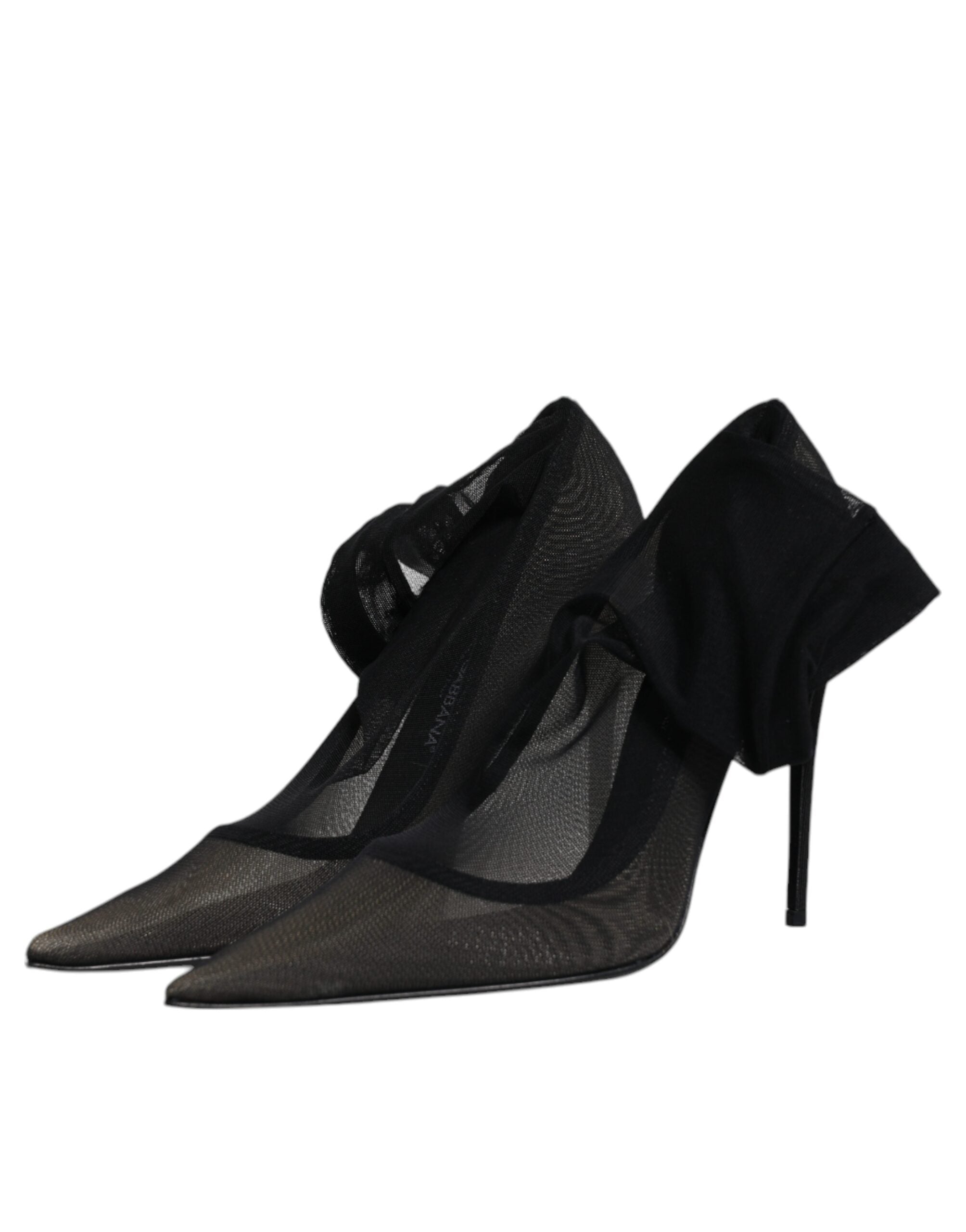 Dolce & Gabbana Black Viscose Mesh Sock Style Boots Women's Shoes (Pre-Owned)