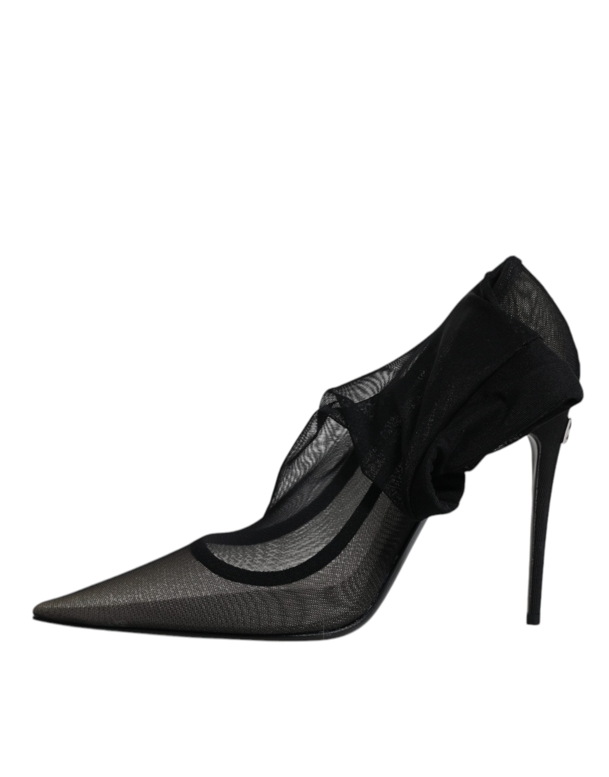 Dolce & Gabbana Black Viscose Mesh Sock Style Boots Women's Shoes (Pre-Owned)