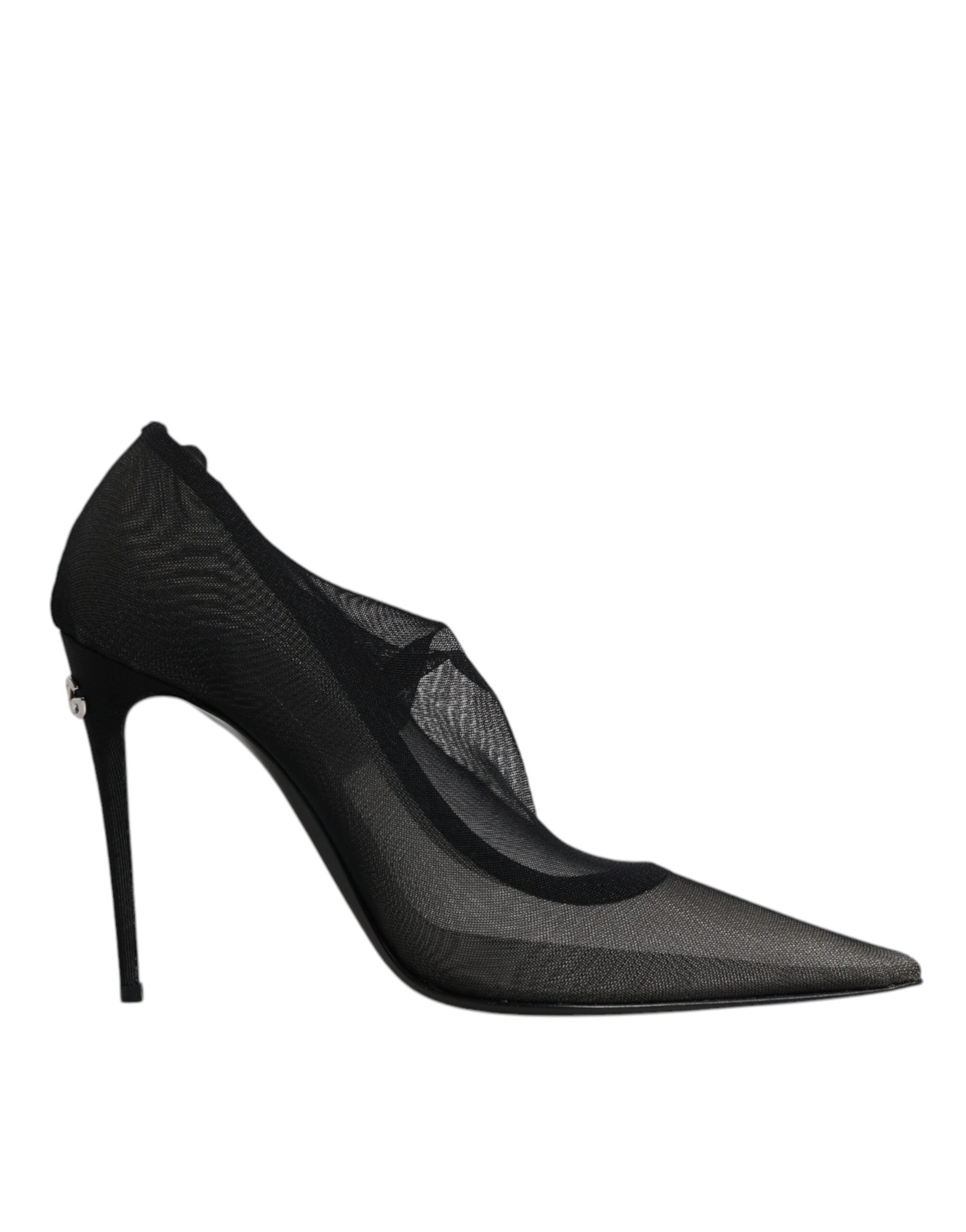 Dolce & Gabbana Black Viscose Mesh Sock Style Boots Women's Shoes (Pre-Owned)