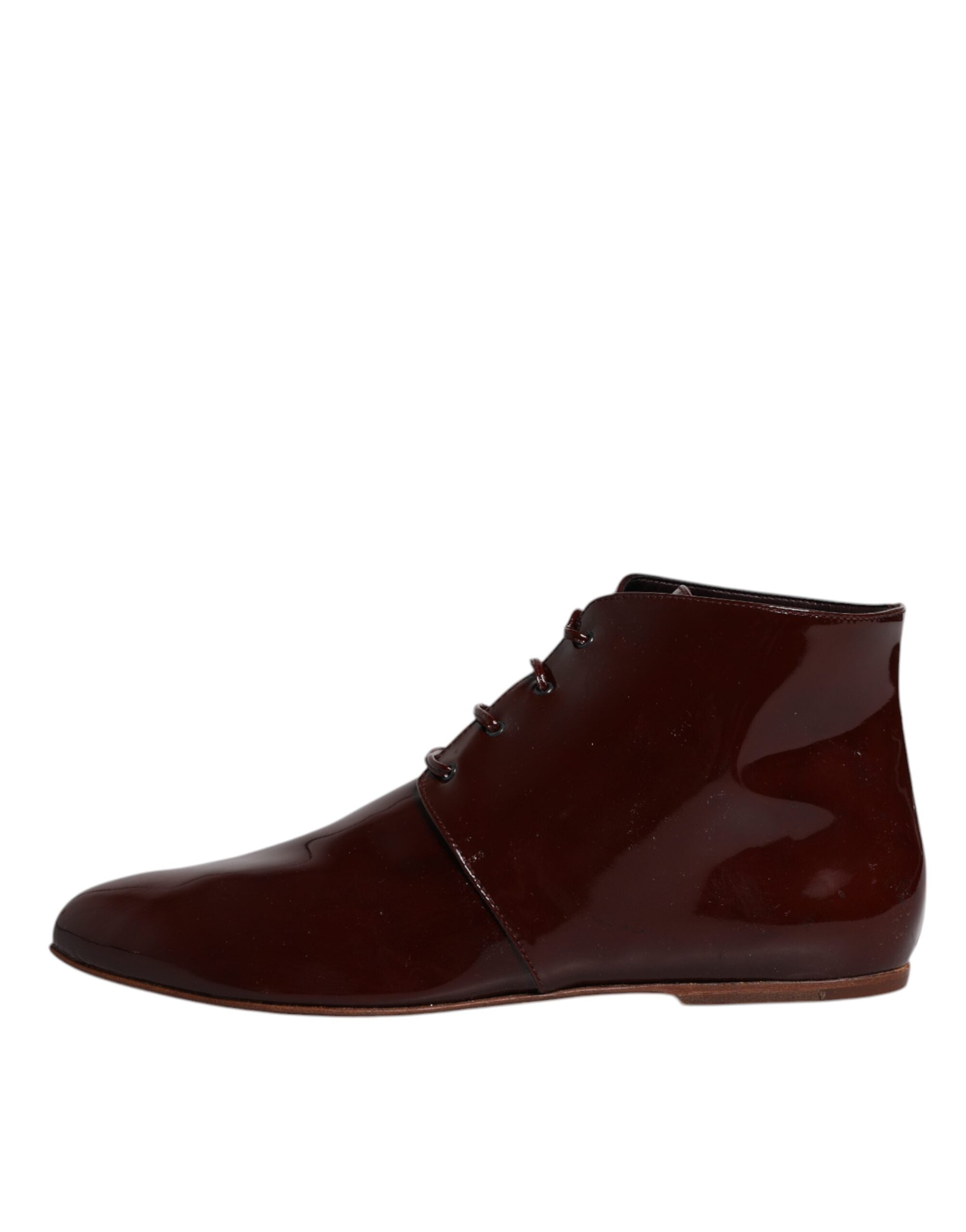 Dolce & Gabbana Maroon Leather Lace Up Ankle Boots Women's Shoes (Pre-Owned)