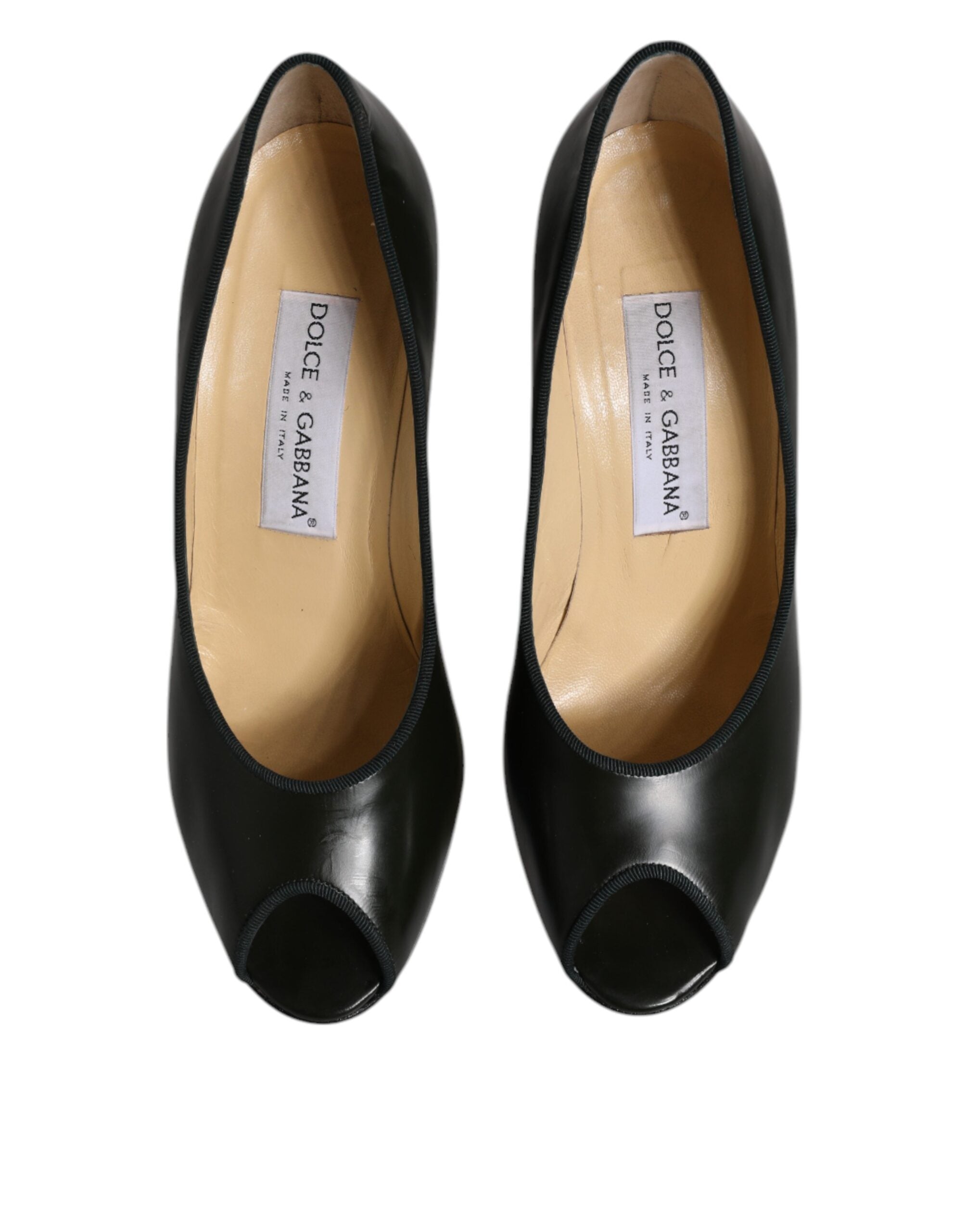 Dolce & Gabbana Green Leather Peep Toe Heels Pumps Women's Shoes (Pre-Owned)