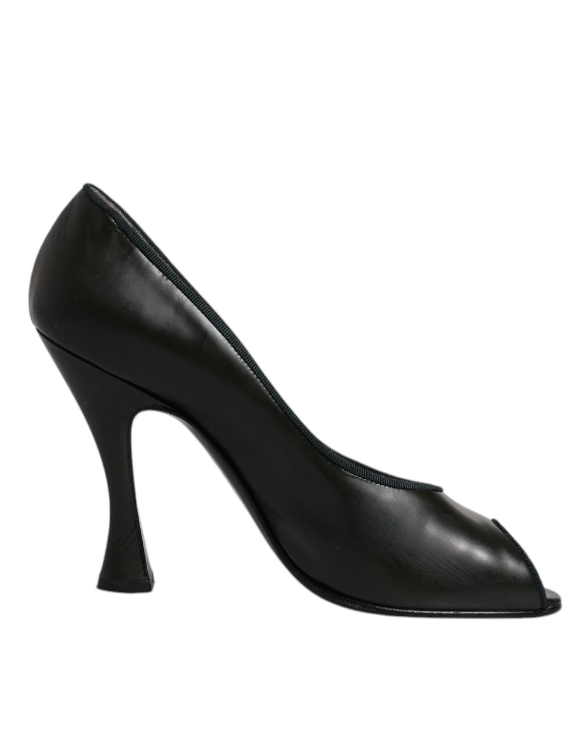 Dolce & Gabbana Green Leather Peep Toe Heels Pumps Women's Shoes (Pre-Owned)