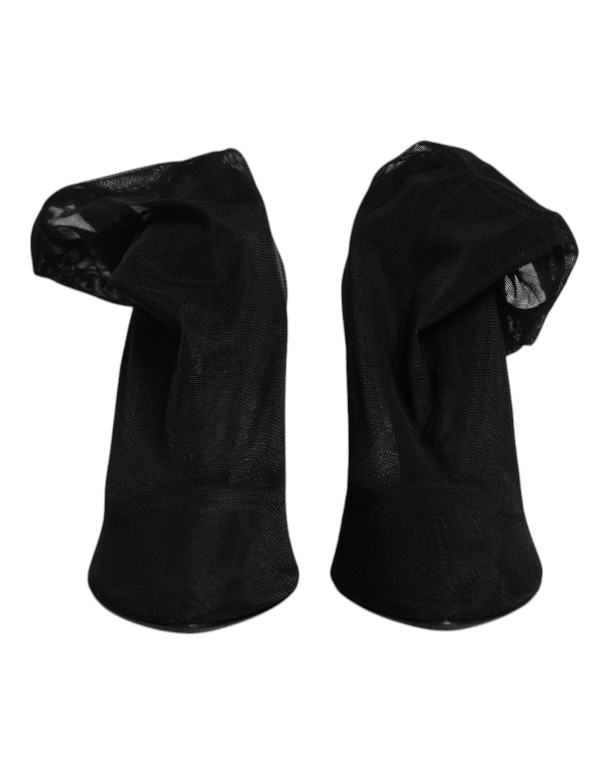 Dolce & Gabbana Black Silk Mesh Sock Style Boots Women's Shoes (Pre-Owned)