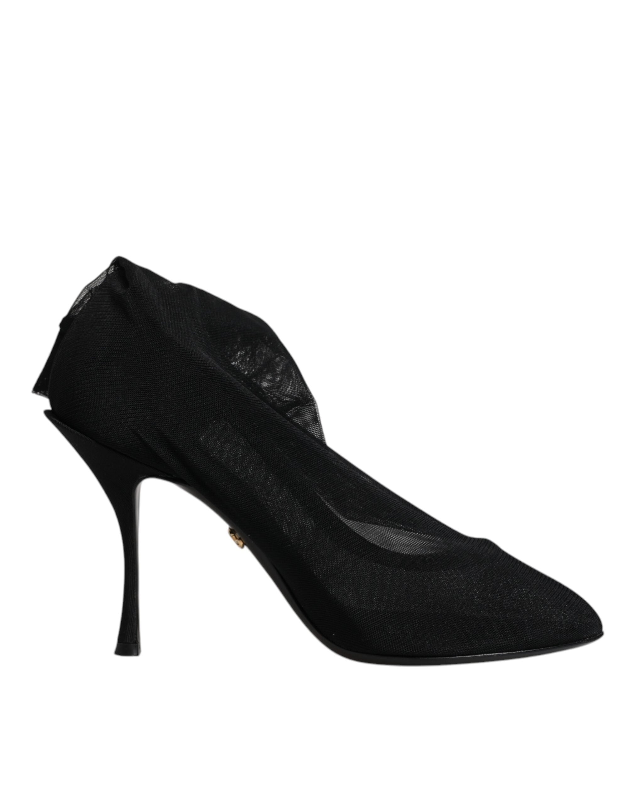 Dolce & Gabbana Black Silk Mesh Sock Style Boots Women's Shoes (Pre-Owned)