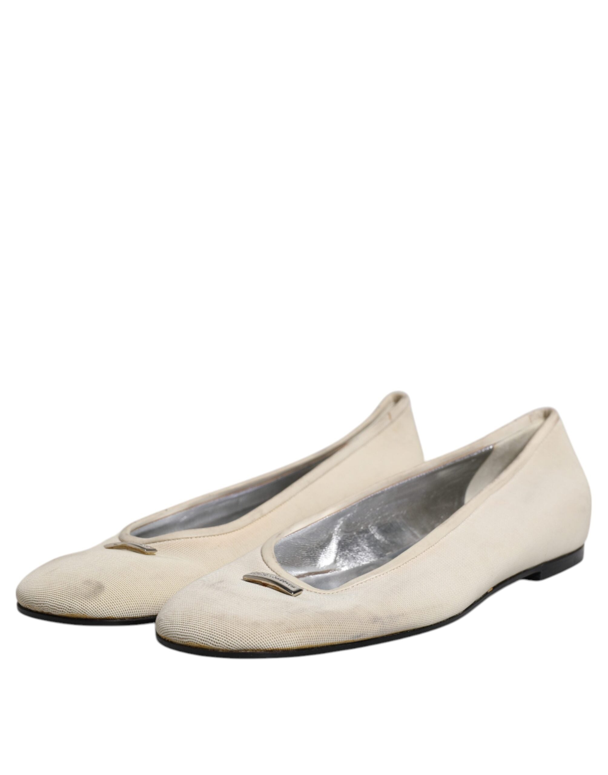 Dolce & Gabbana Beige Fabric Slip On Ballerina Flats Women's Shoes (Pre-Owned)
