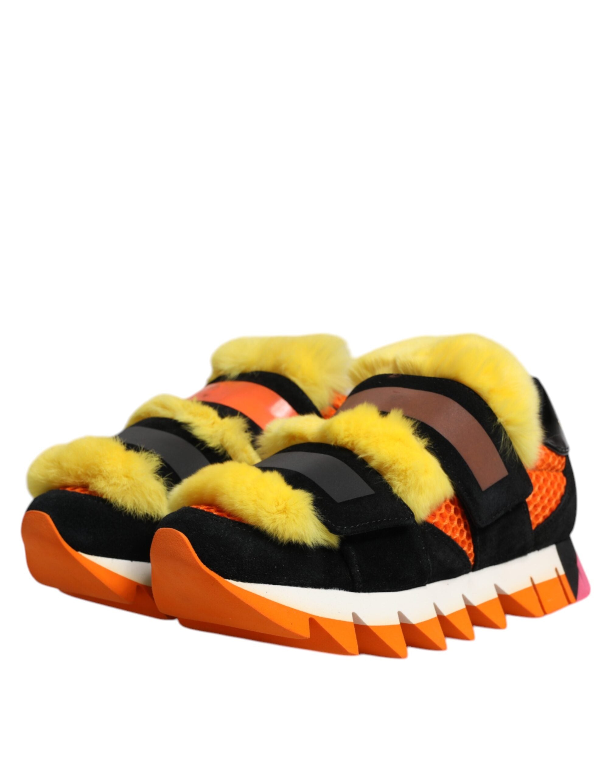 Dolce & Gabbana Multicolor Fur Embellished Sneakers Women's Shoes (Pre-Owned)