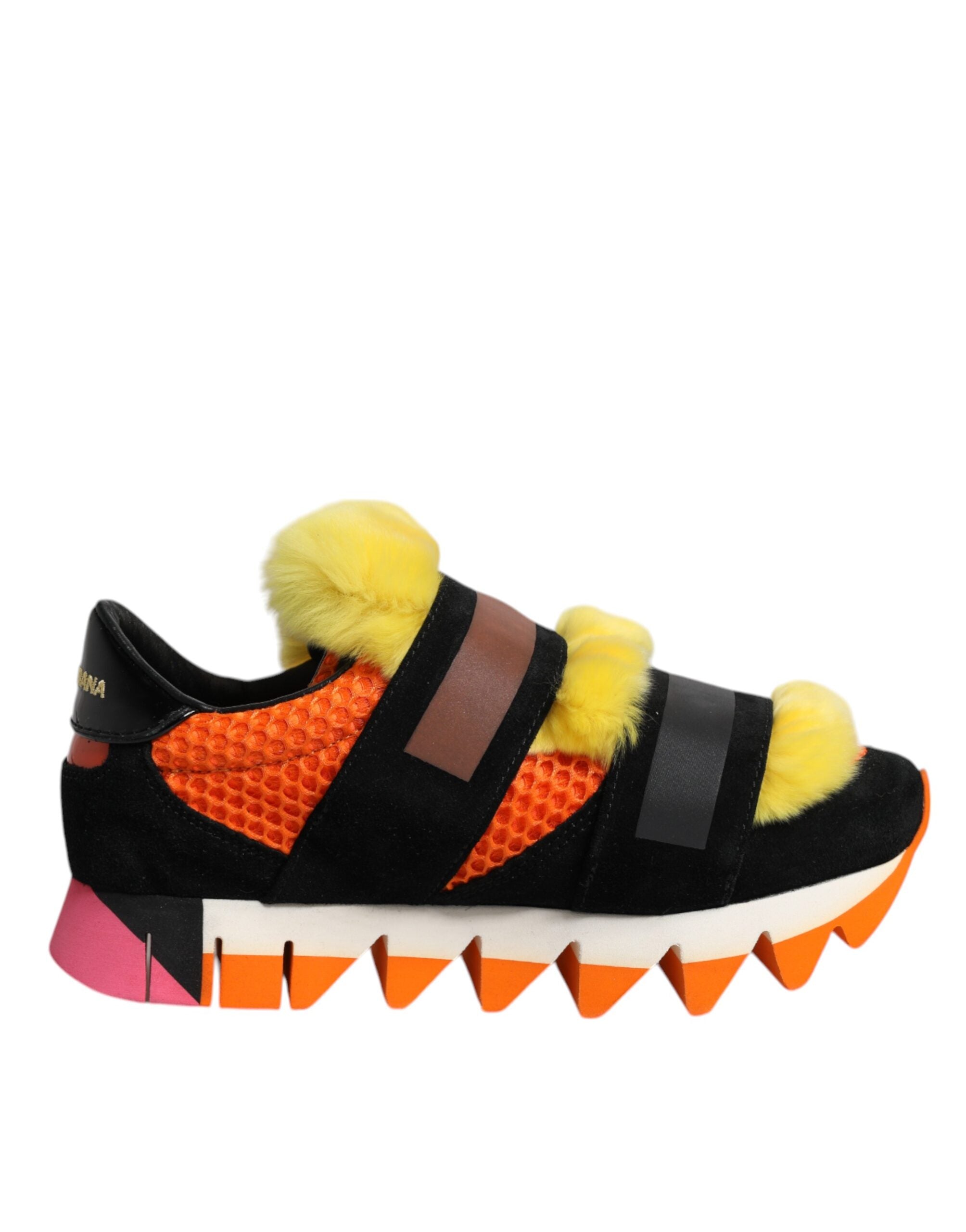 Dolce & Gabbana Multicolor Fur Embellished Sneakers Women's Shoes (Pre-Owned)