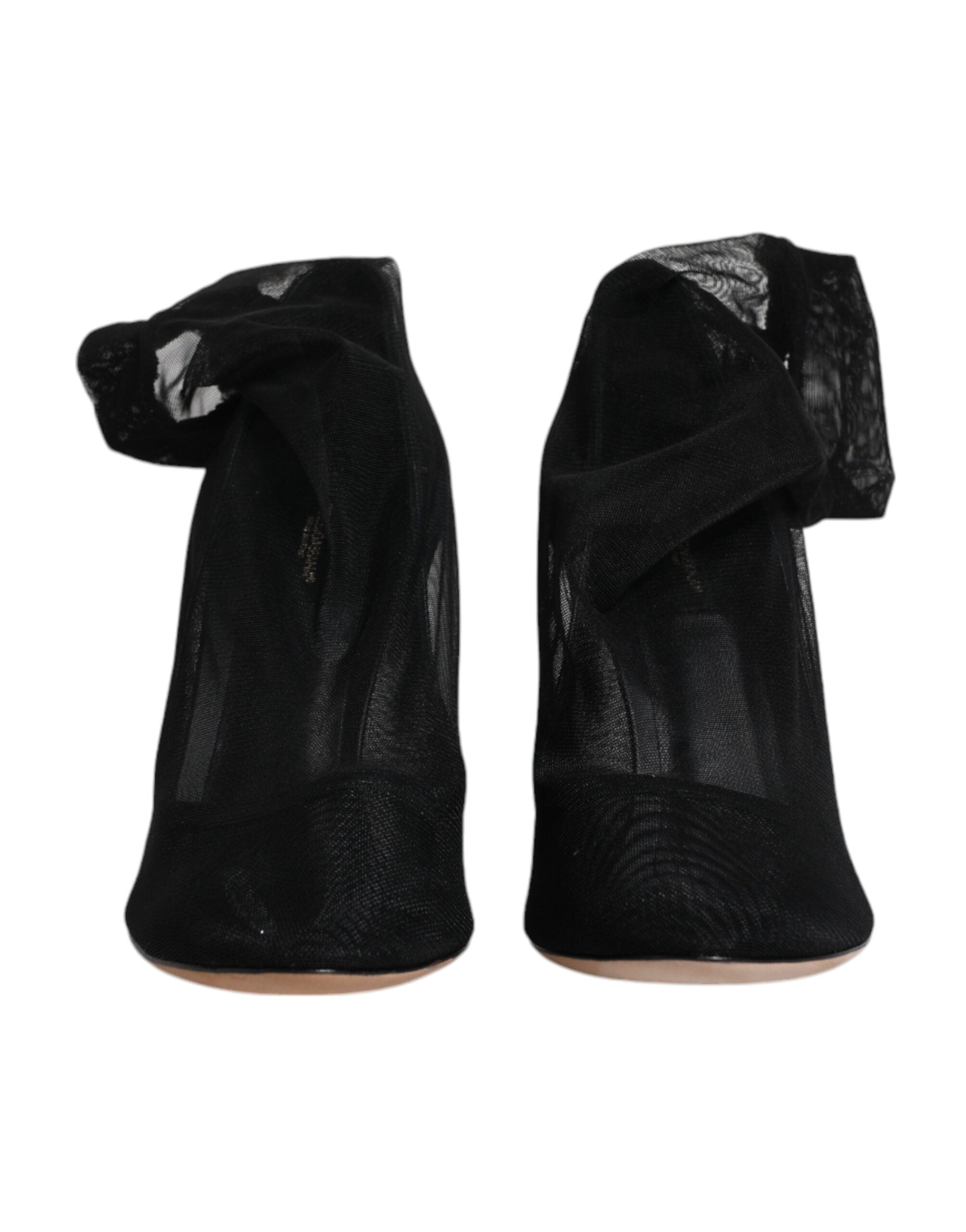 Dolce & Gabbana Black Nylon Mesh Sock Style Boots Women's Shoes (Pre-Owned)