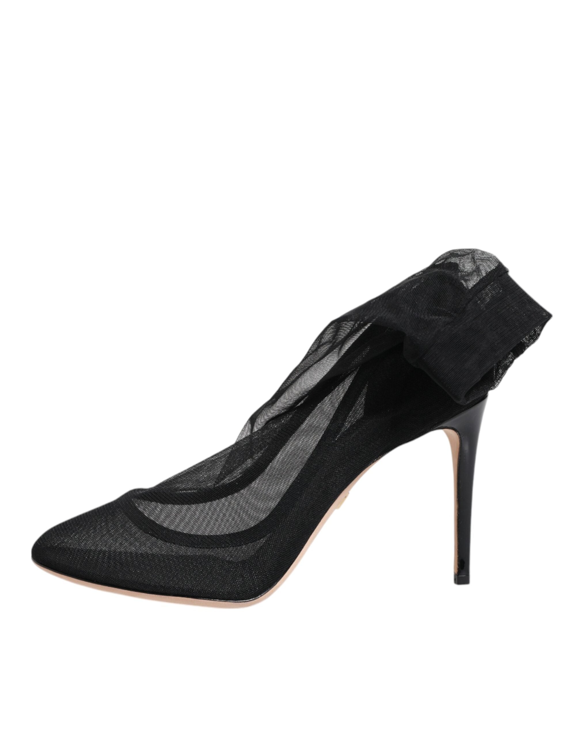 Dolce & Gabbana Black Nylon Mesh Sock Style Boots Women's Shoes (Pre-Owned)