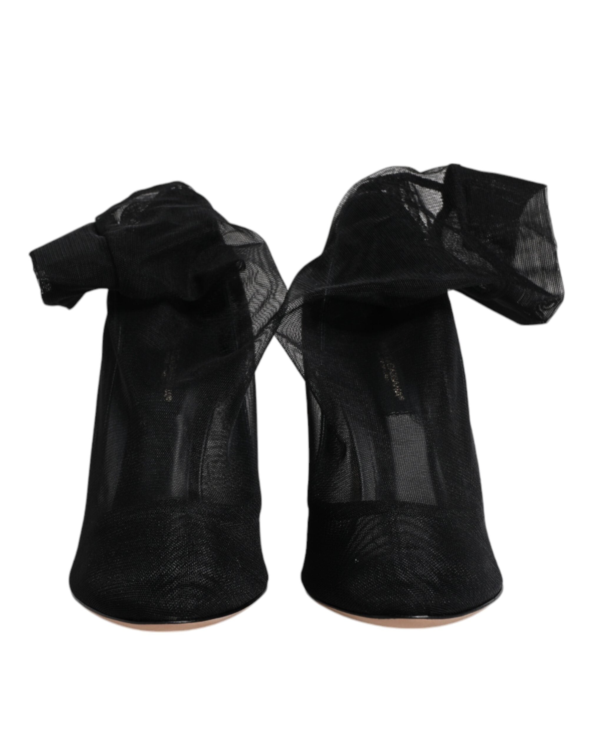 Dolce & Gabbana Black Nylon Mesh Sock Style Boots Women's Shoes