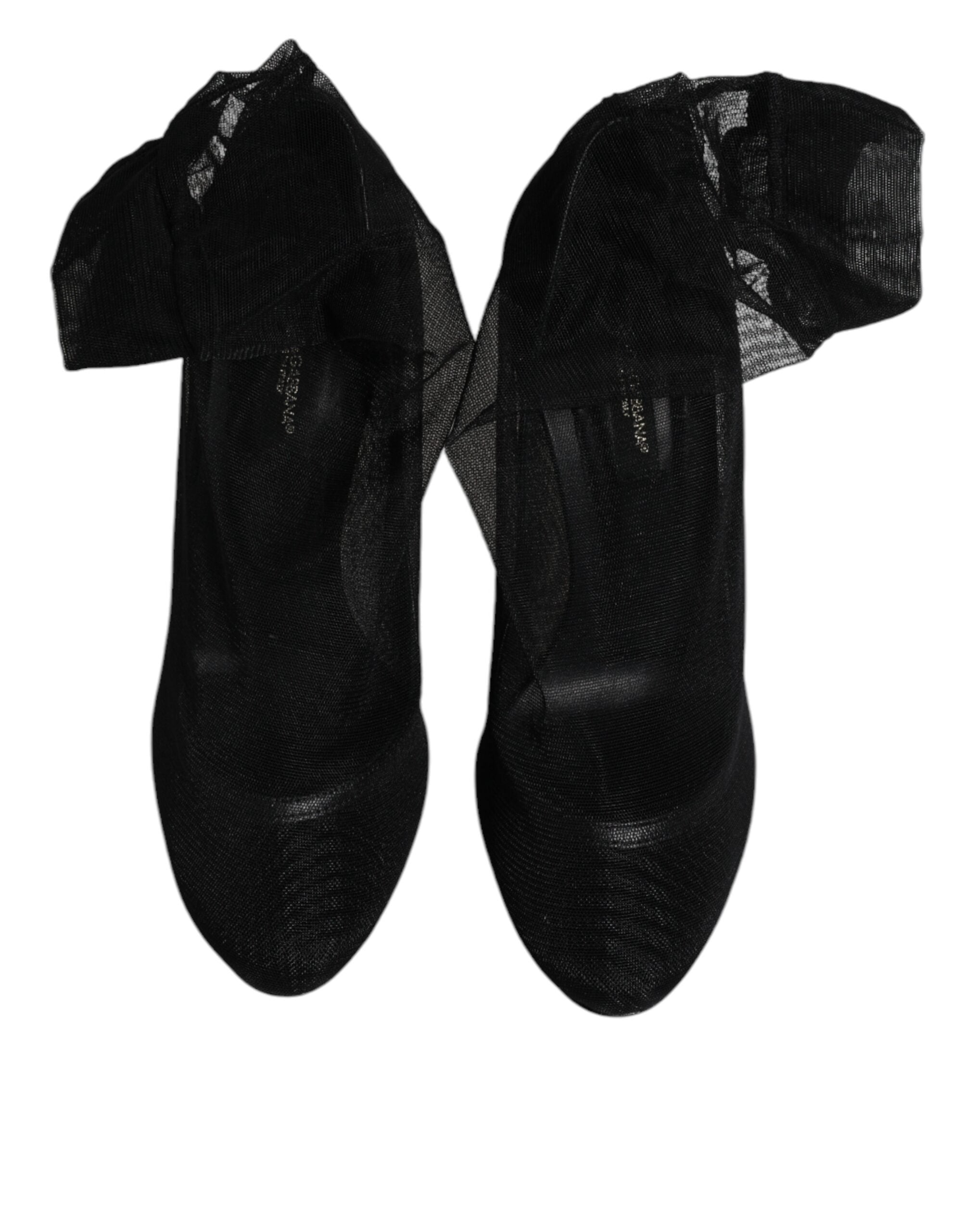 Dolce & Gabbana Black Nylon Mesh Sock Style Boots Women's Shoes