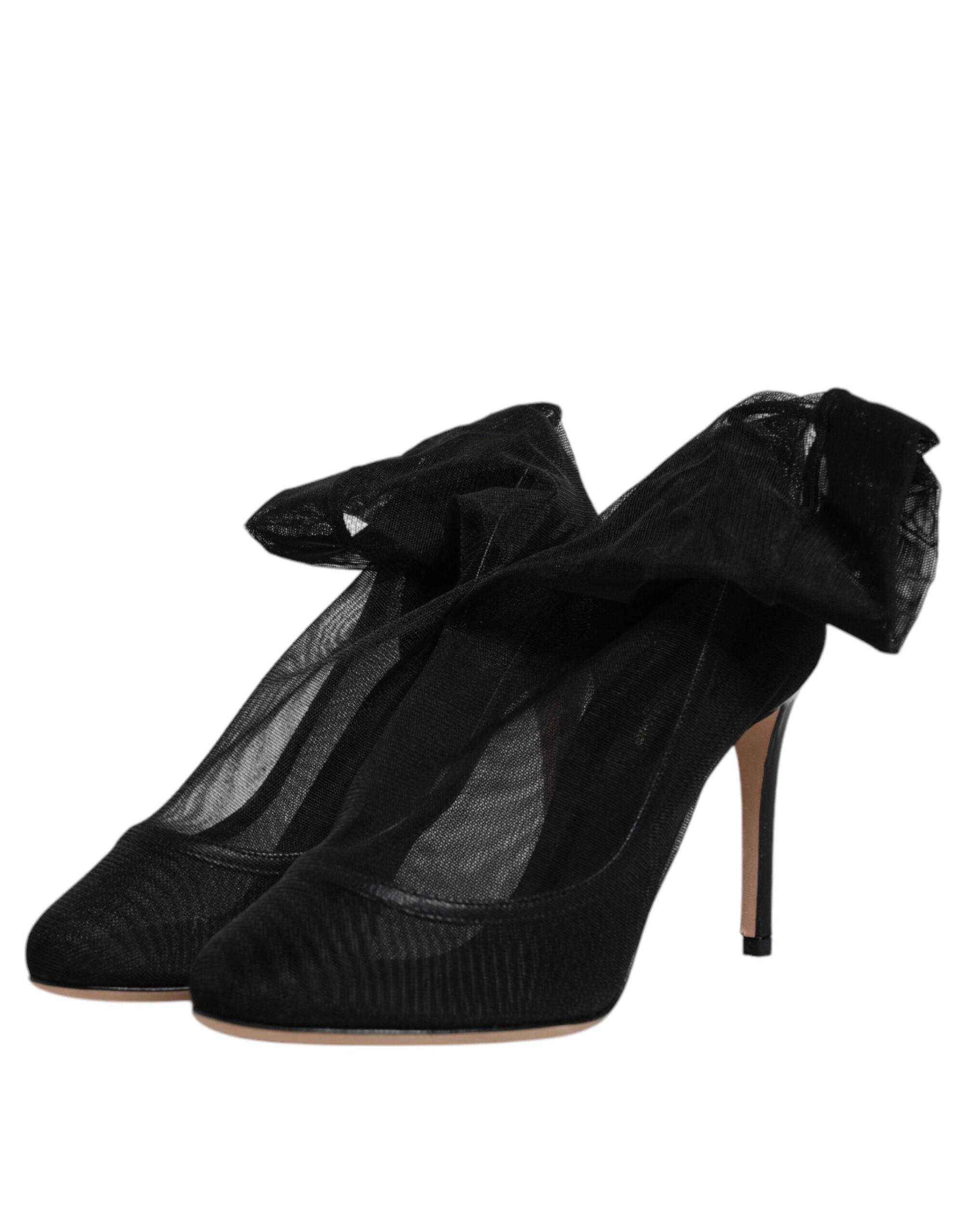 Dolce & Gabbana Black Nylon Mesh Sock Style Boots Women's Shoes