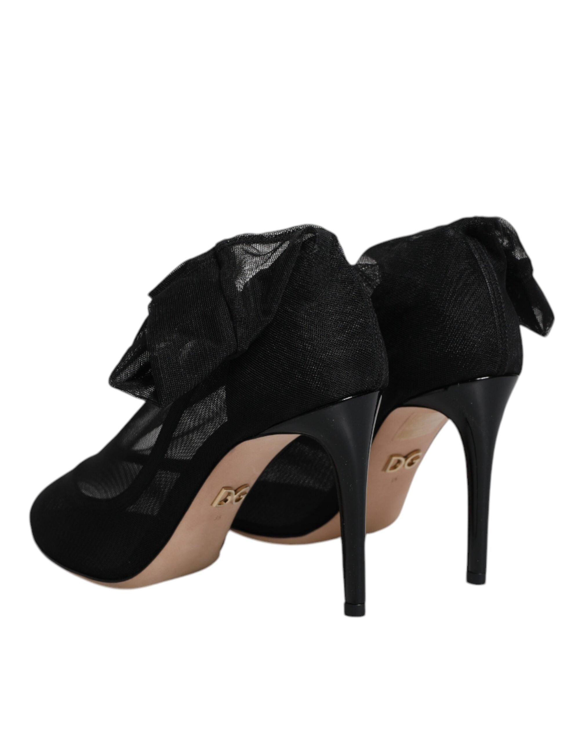 Dolce & Gabbana Black Nylon Mesh Sock Style Boots Women's Shoes